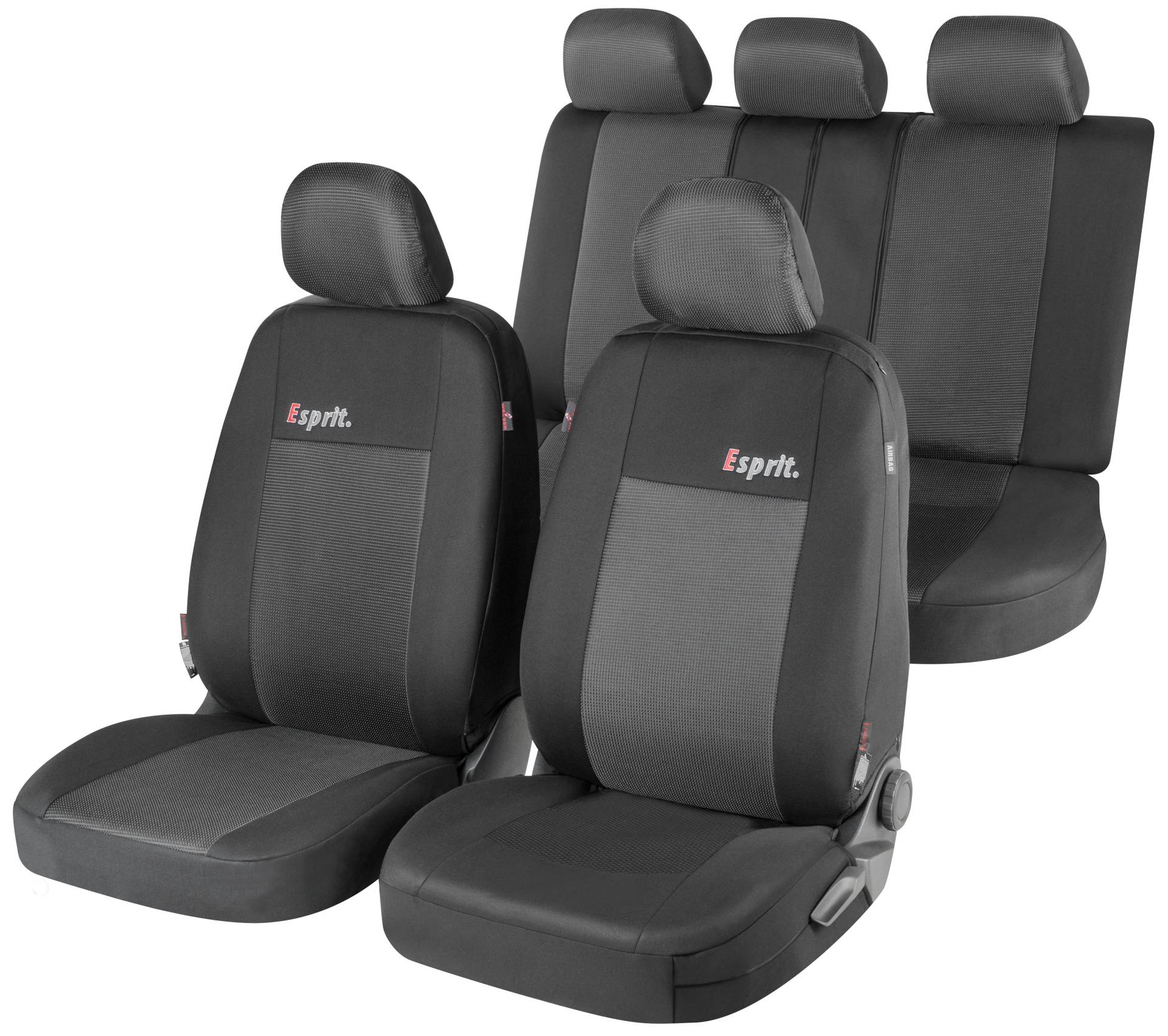 Autositzbezug ZIPP-IT Premium Esprit, PKW-Schonbezüge Komplettset Normalistz mit Reißverschluss-System schwarz von WALSER