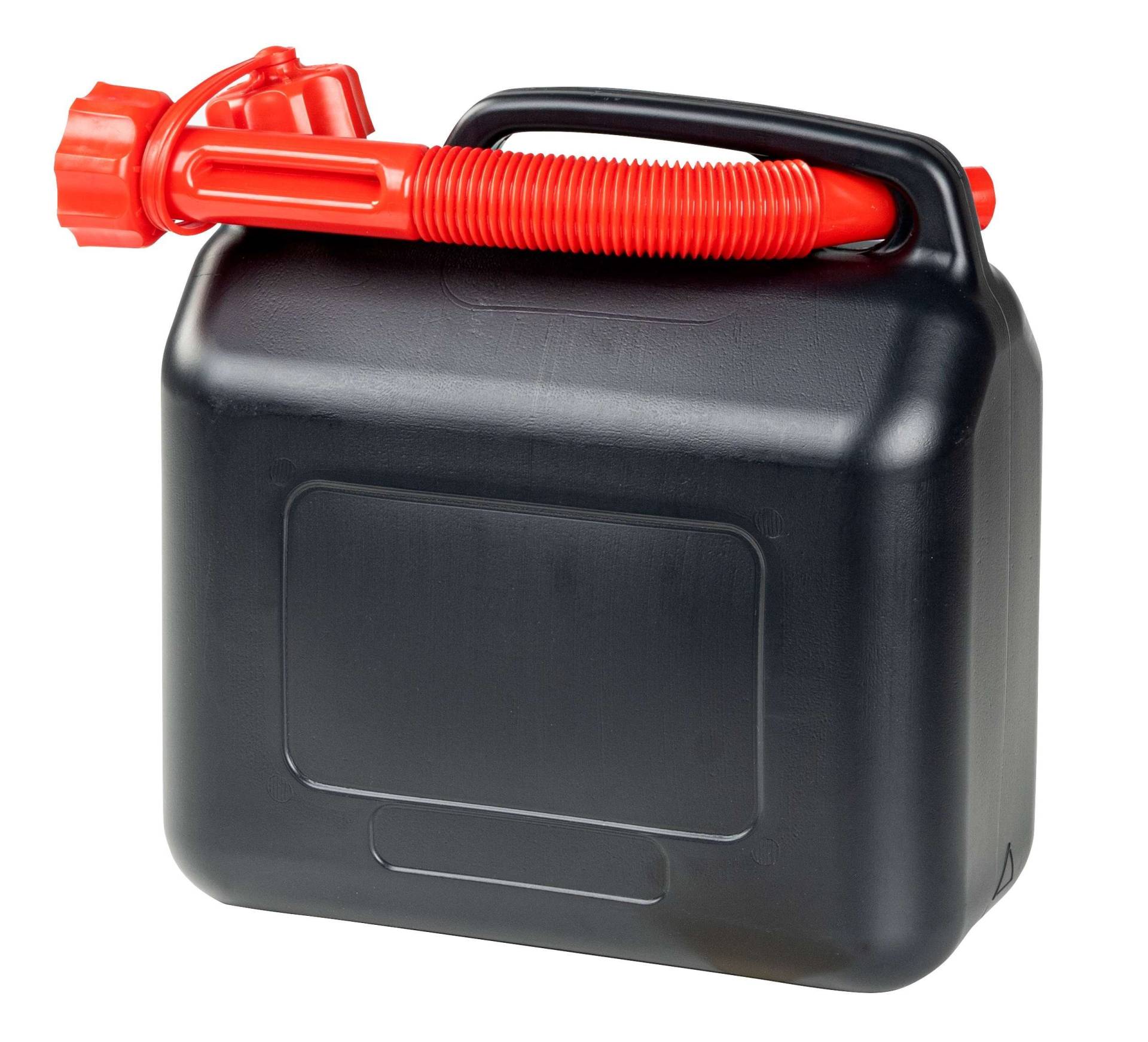 Benzinkanister 5 Liter, Krafstoffkanister UN-geprüft, Reservekanister mit Sicherheitsverschluss schwarz/rot von WALSER