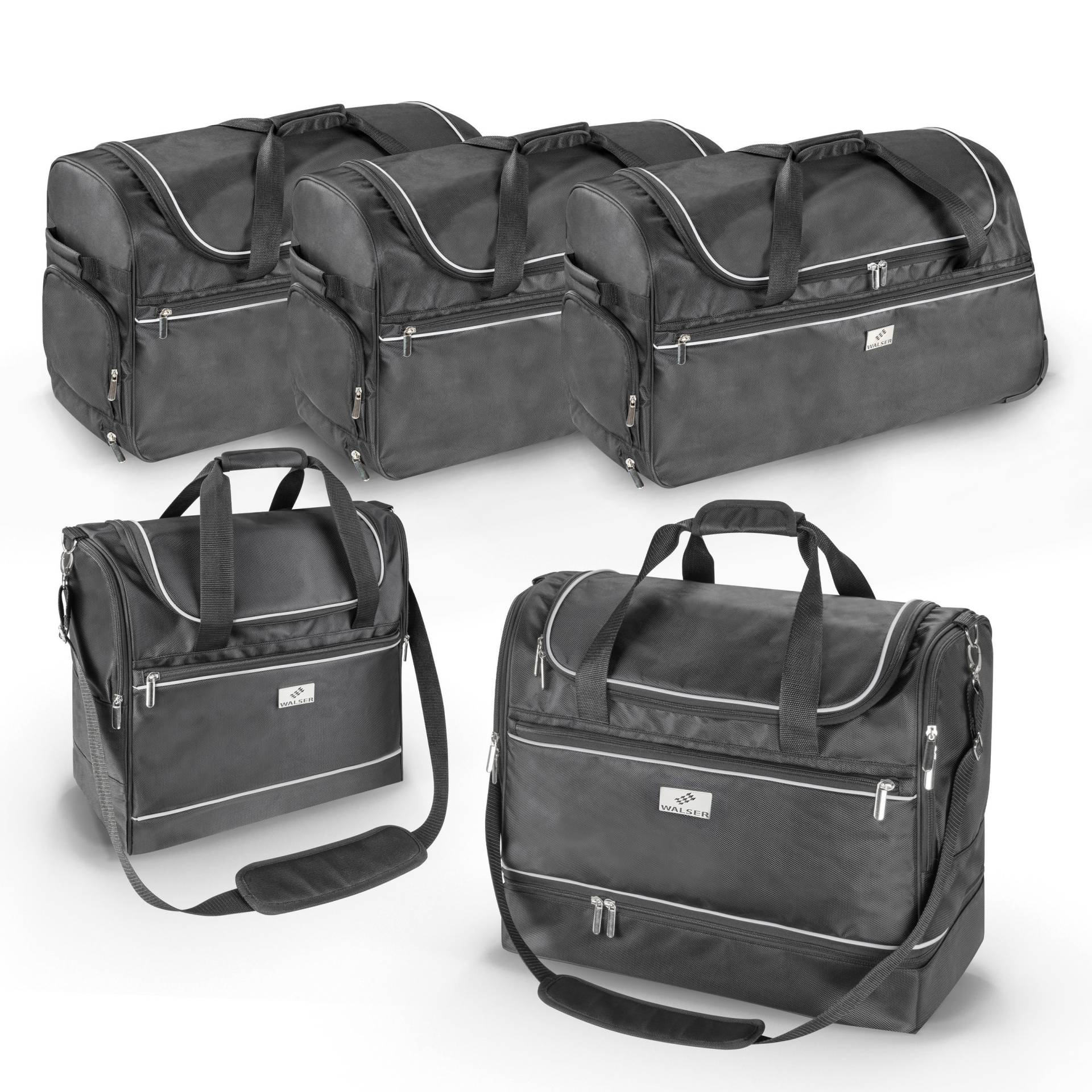 Carbags Reisetaschenset für VW Passat Limousine B8 (3G2), perfekt passendes 5er Set Kofferraumtasche, Reisetasche 45l + Sporttasche 50l + 3x Trolley Bag 115l von WALSER