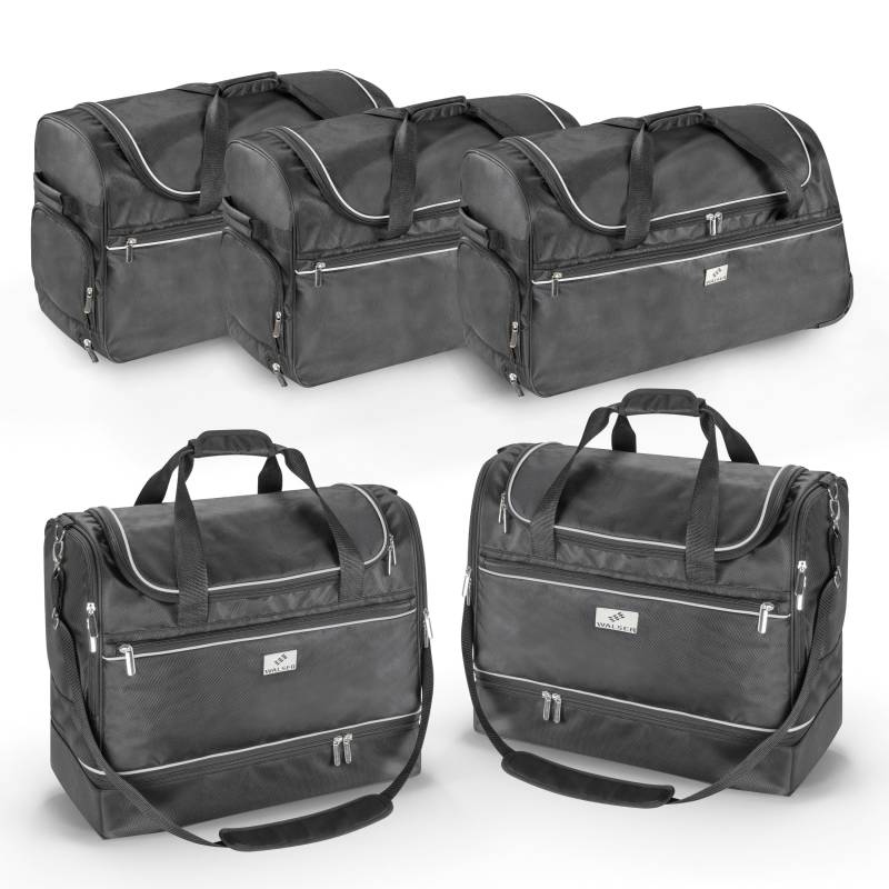 Carbags Reisetaschenset für VW Passat Limousine B8 (3G2), perfekt passendes 5er Set Kofferraumtasche, 2x Sporttasche 65l + 3x Trolley Bag 100l von WALSER
