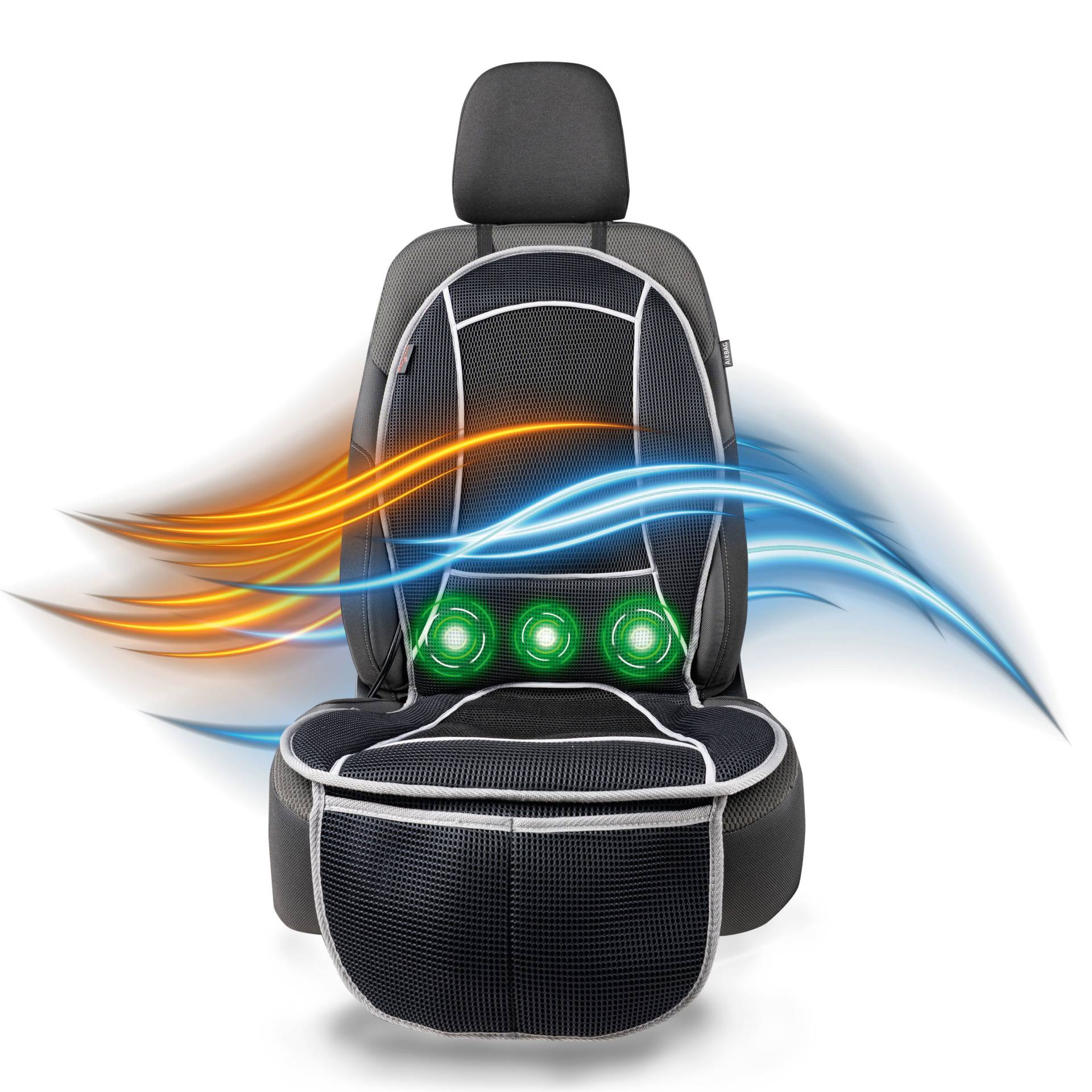 PKW-Sitzauflage CoolHeat, Auto-Sitzaufleger mit Heiz-, Kühl- und Massagefunktion schwarz von WALSER