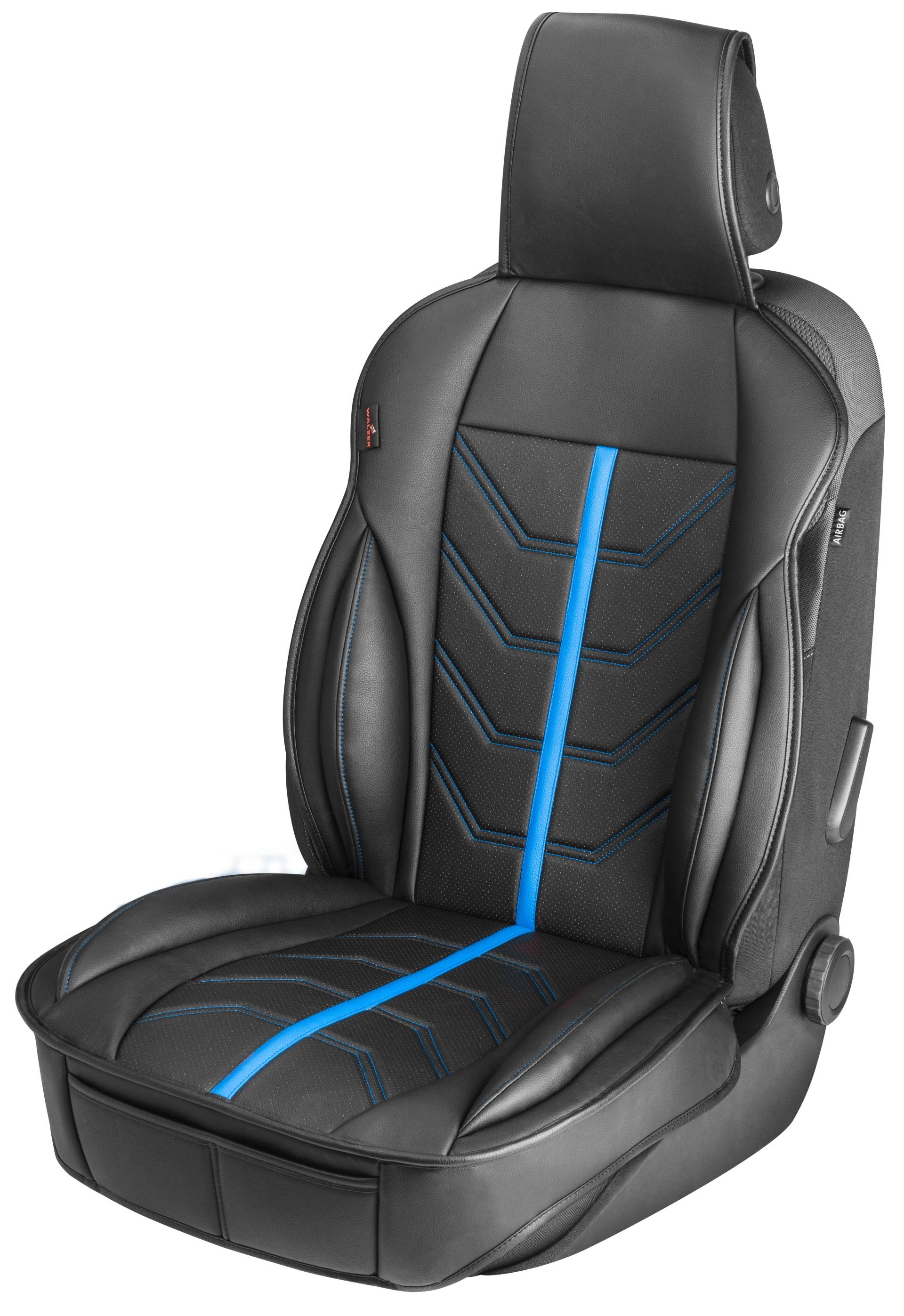 PKW Sitzauflage Kimi, Auto-Sitzaufleger im Rennsportdesign schwarz/blau von WALSER