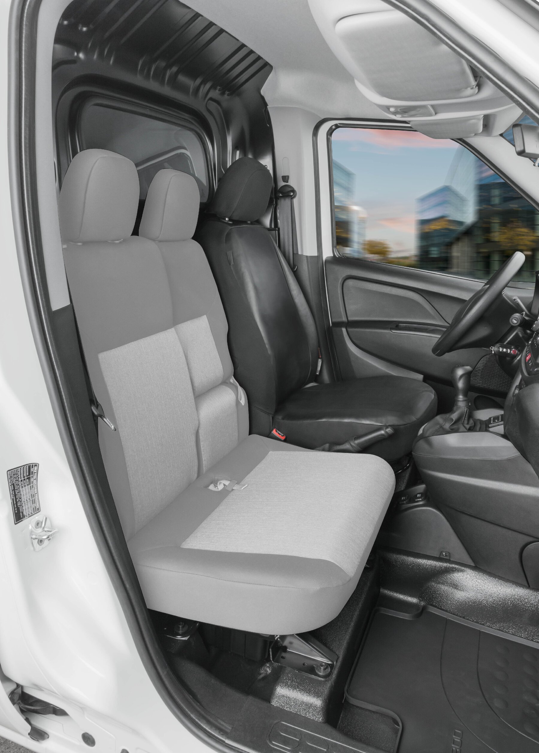 Passform Sitzbezug aus Kunstleder kompatibel mit Fiat Doblo (263), Einzelsitz Fahrer Armlehne innen von WALSER