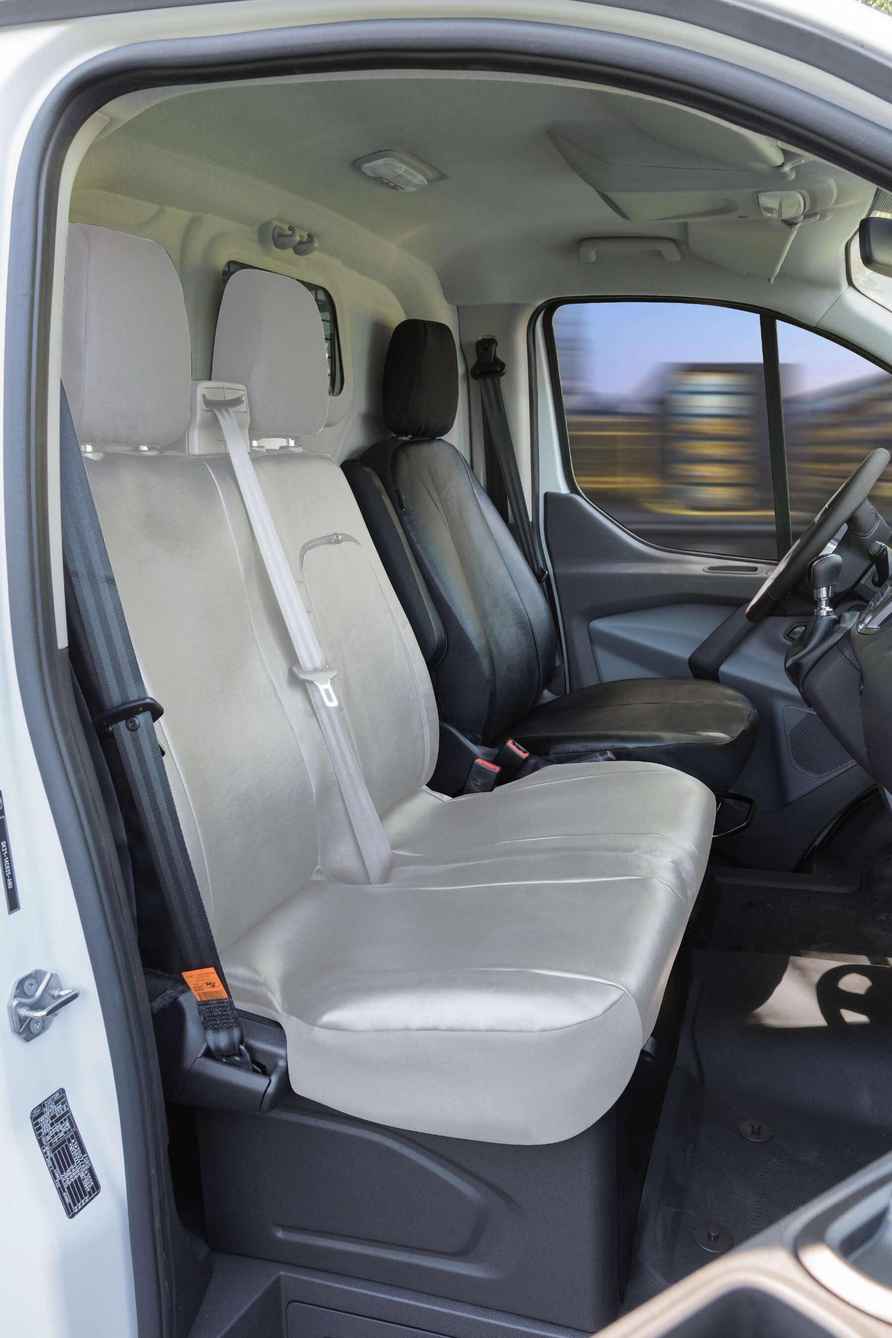 Passform Sitzbezug aus Kunstleder kompatibel mit Ford Transit, Einzelsitz mit Armlehne innen von WALSER