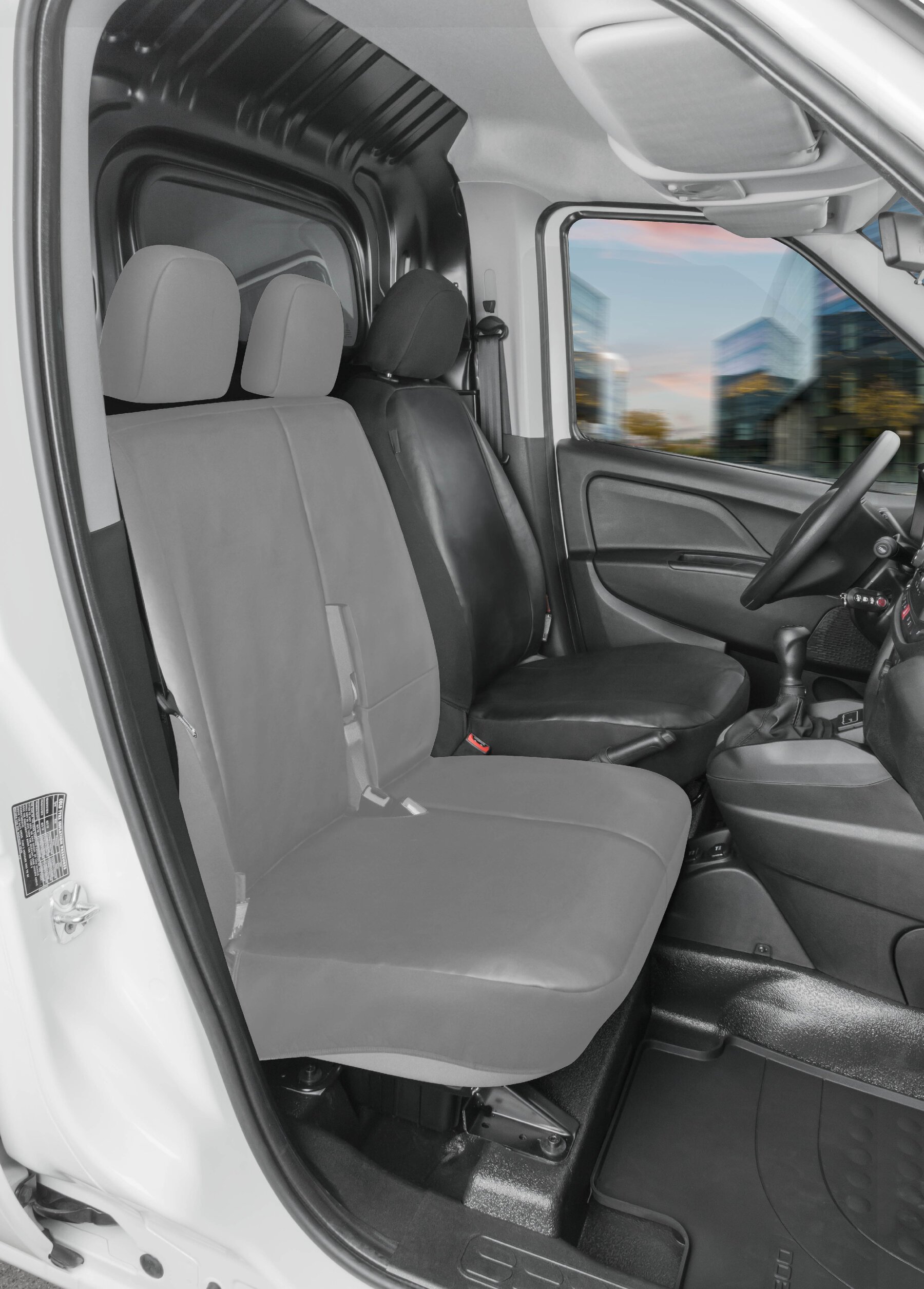 Passform Sitzbezug aus Kunstleder kompatibel mit Ford Transit Conect, Einzelsitz mit Armlehne innen von WALSER