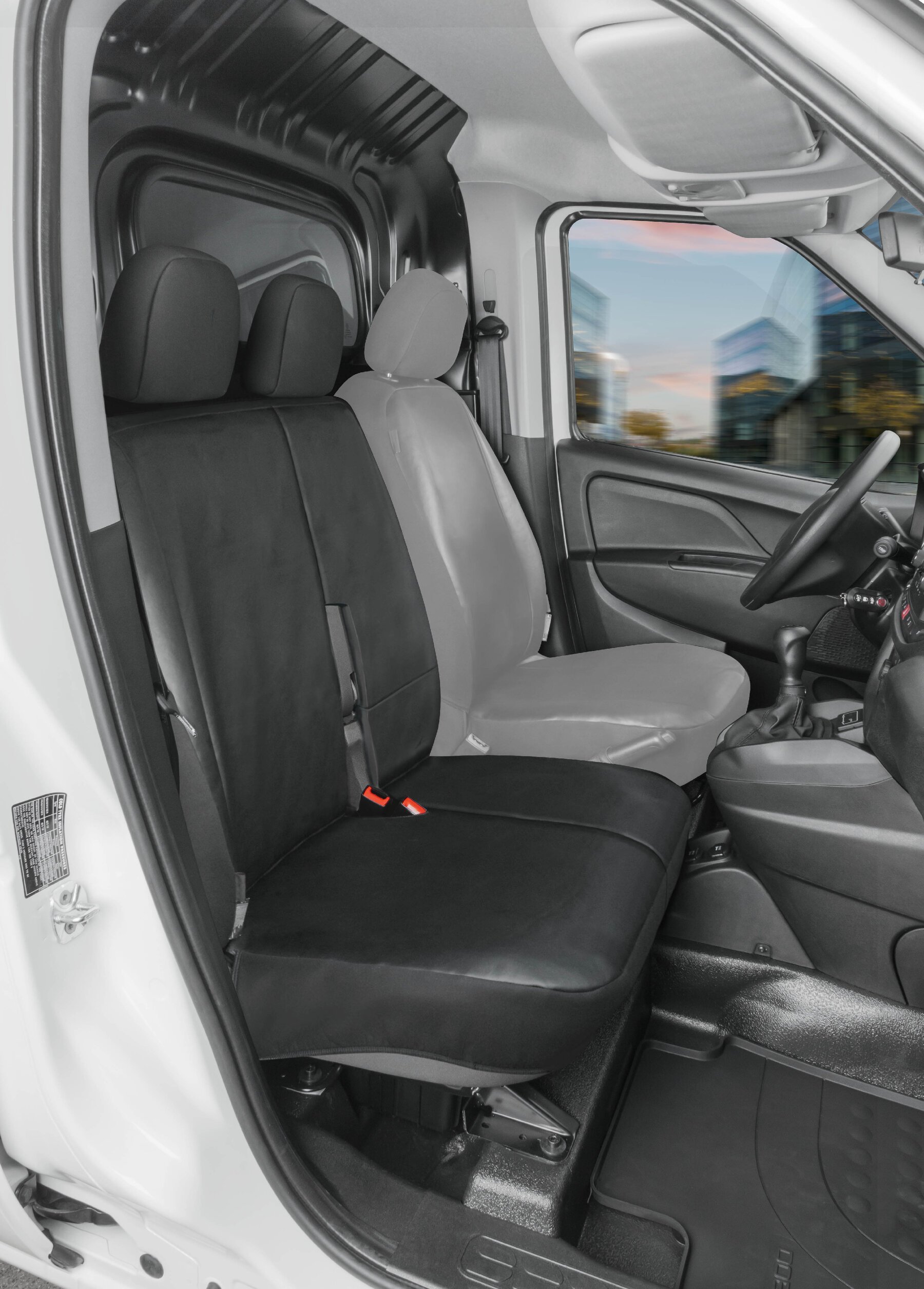 Passform Sitzbezug aus Kunstleder kompatibel mit Ford Transit Connect, Doppelbank vorne von WALSER