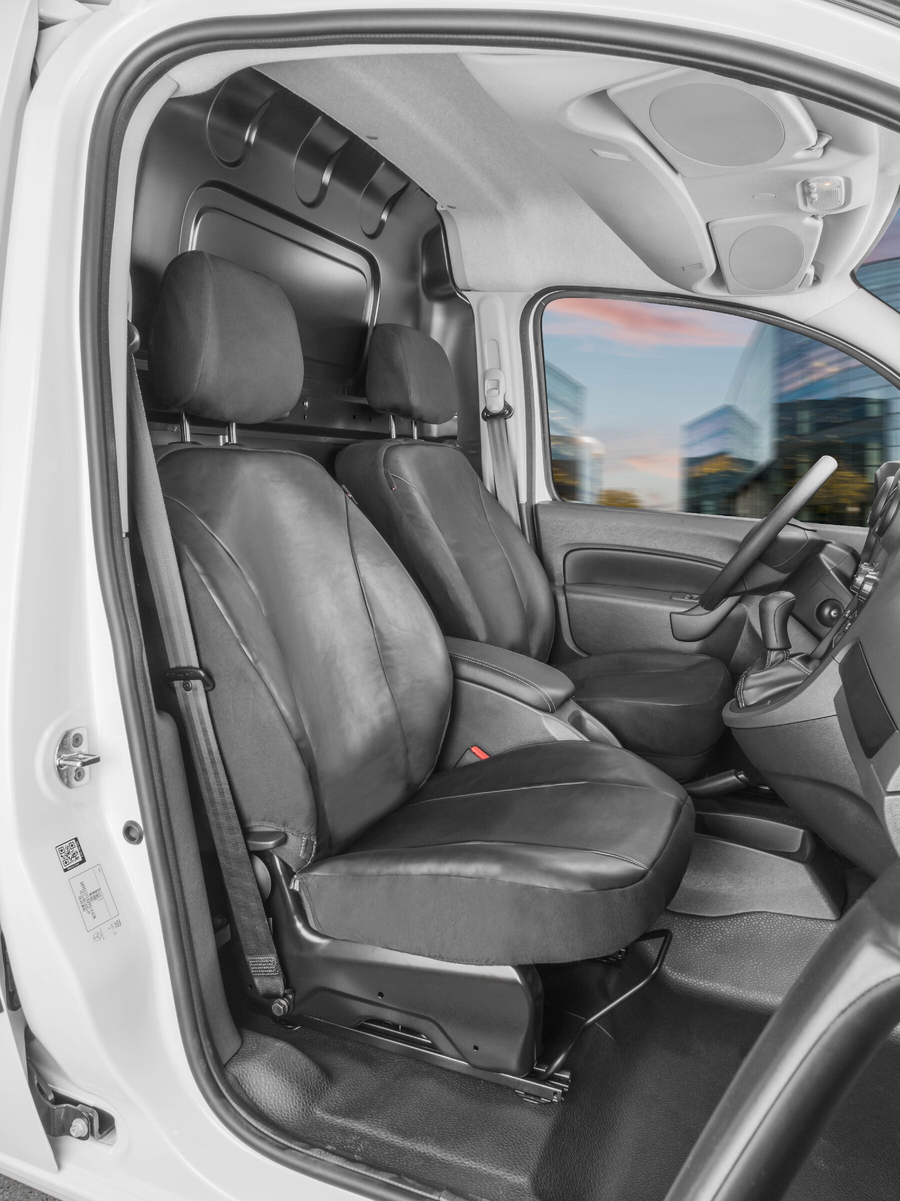 Passform Sitzbezug aus Kunstleder kompatibel mit Mercedes-Benz Citan W415, 2 Einzelsitze vorne von WALSER