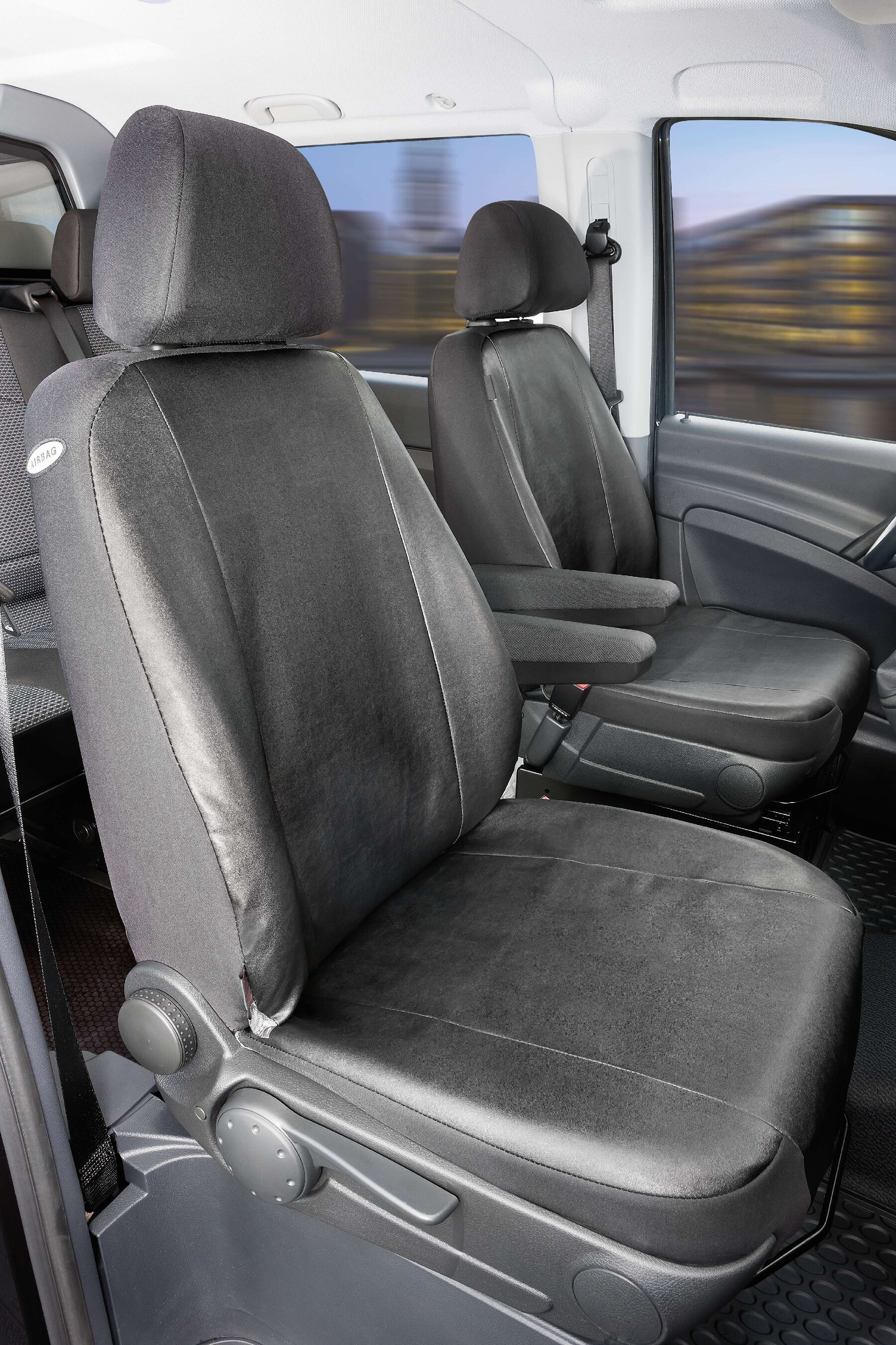 Passform Sitzbezug aus Kunstleder kompatibel mit Mercedes-Benz Viano/Vito, 2 Einzelsitze Armlehne innen von WALSER