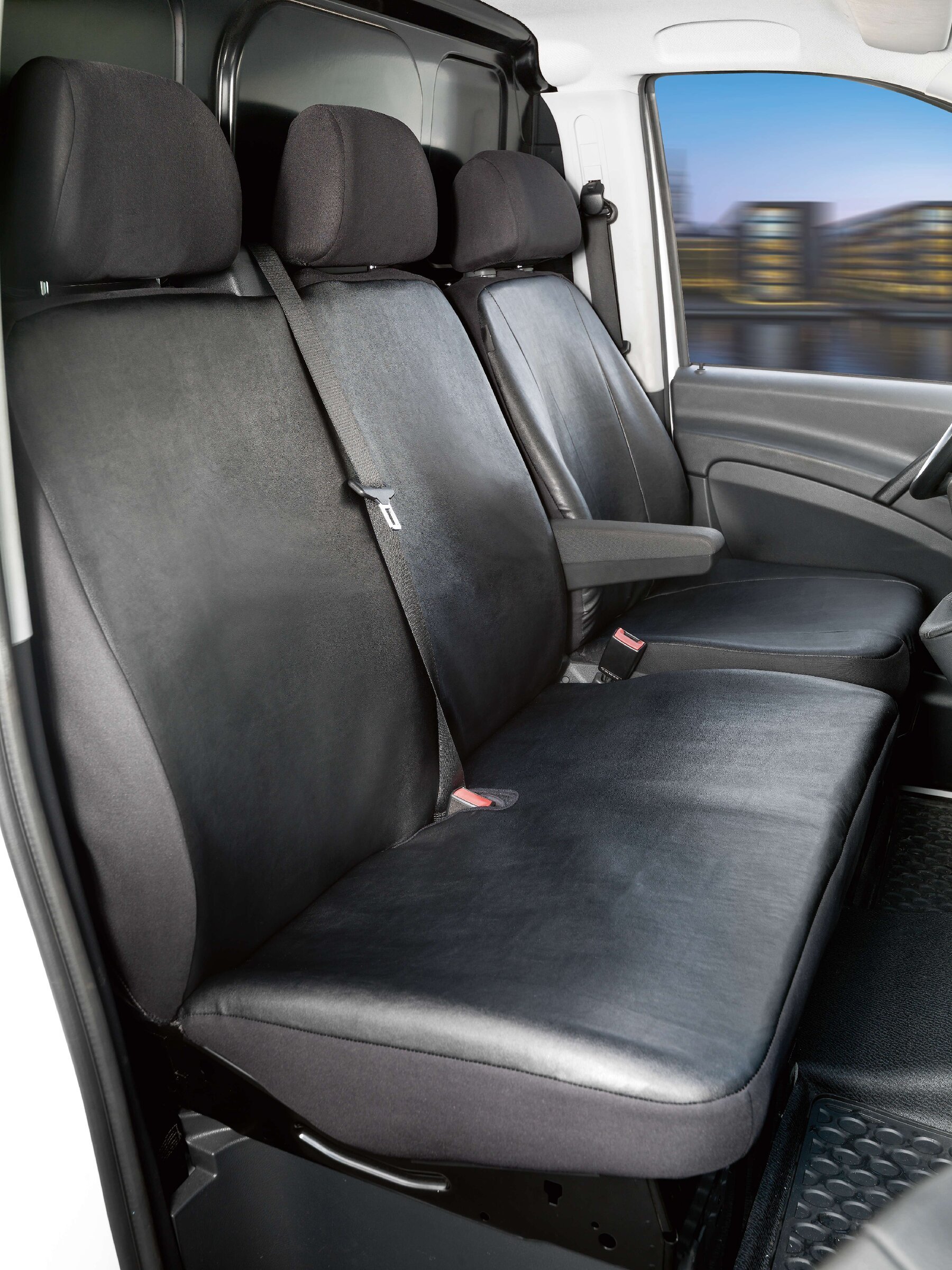 Passform Sitzbezug aus Kunstleder kompatibel mit Mercedes-Benz Viano/Vito, Einzelsitz Armlehne innen & Doppelbank von WALSER
