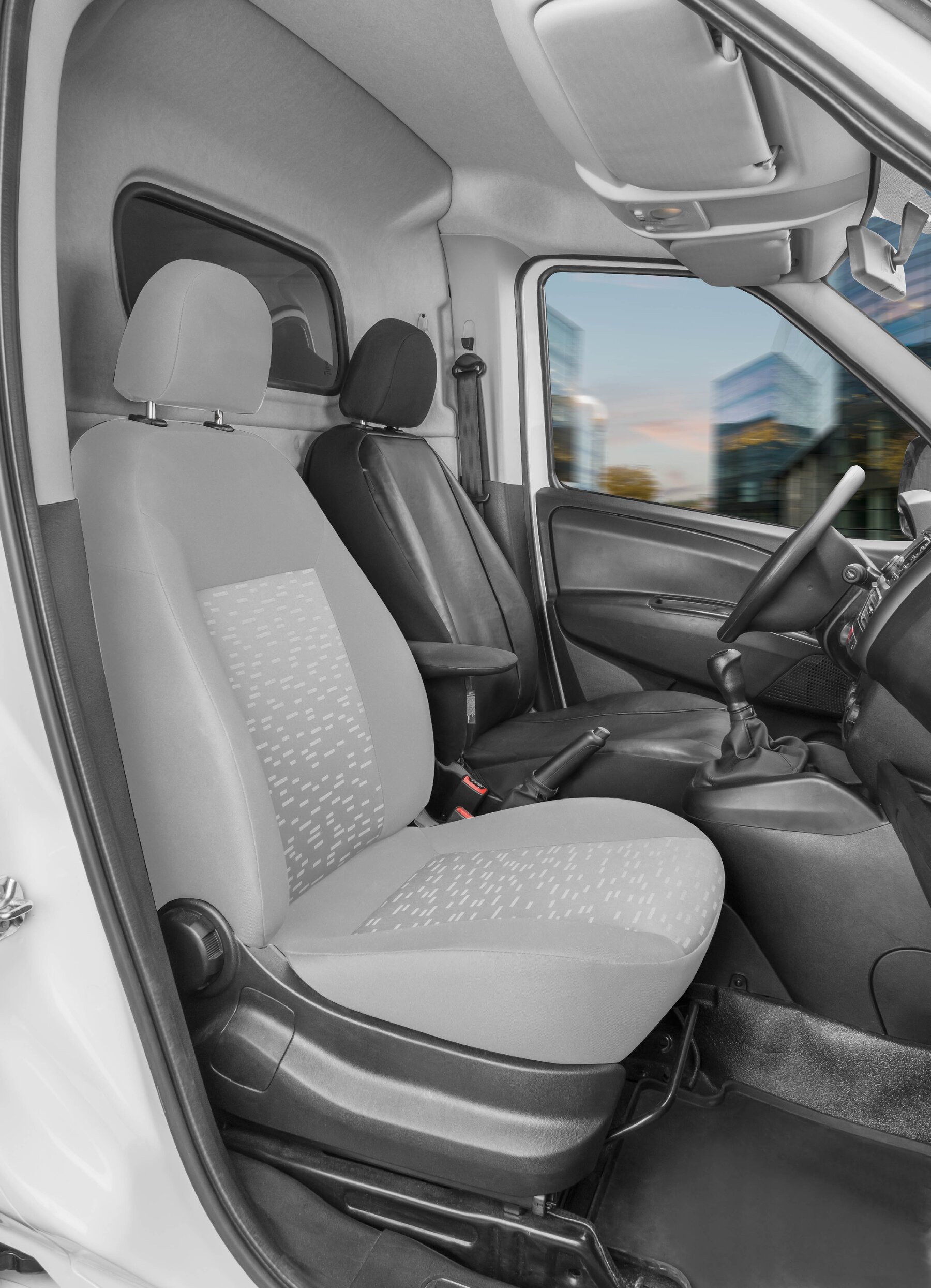 Passform Sitzbezug aus Kunstleder kompatibel mit Opel Combo (X12), Einzelsitz Fahrer Armlehne innen von WALSER