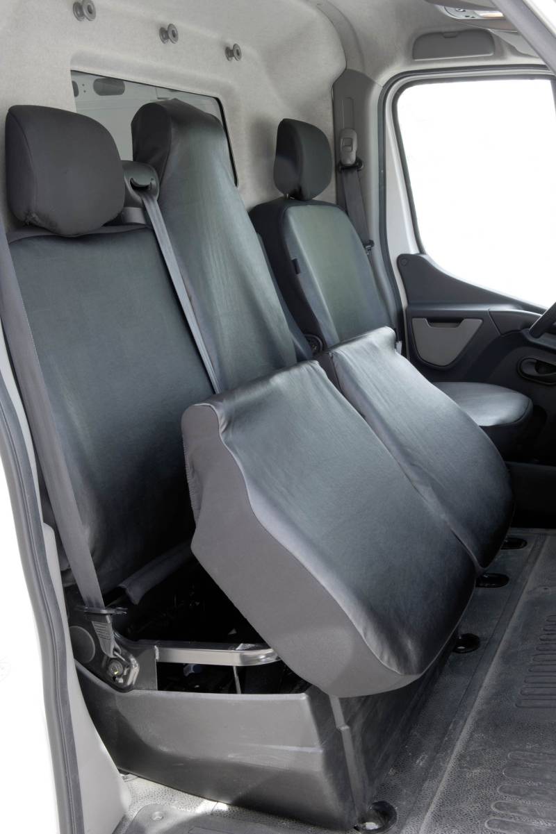 Passform Sitzbezug aus Kunstleder kompatibel mit Opel Movano/Renault Master/Nissan NV400, Einzelsitz Armlehne innen & 2 Einzelsitze vorne von WALSER