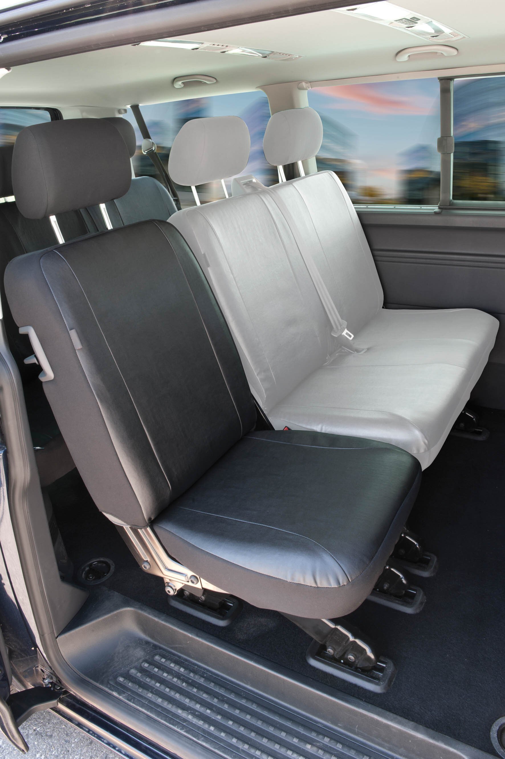 Passform Sitzbezug aus Kunstleder kompatibel mit VW T5, Einzelsitz hinten von WALSER
