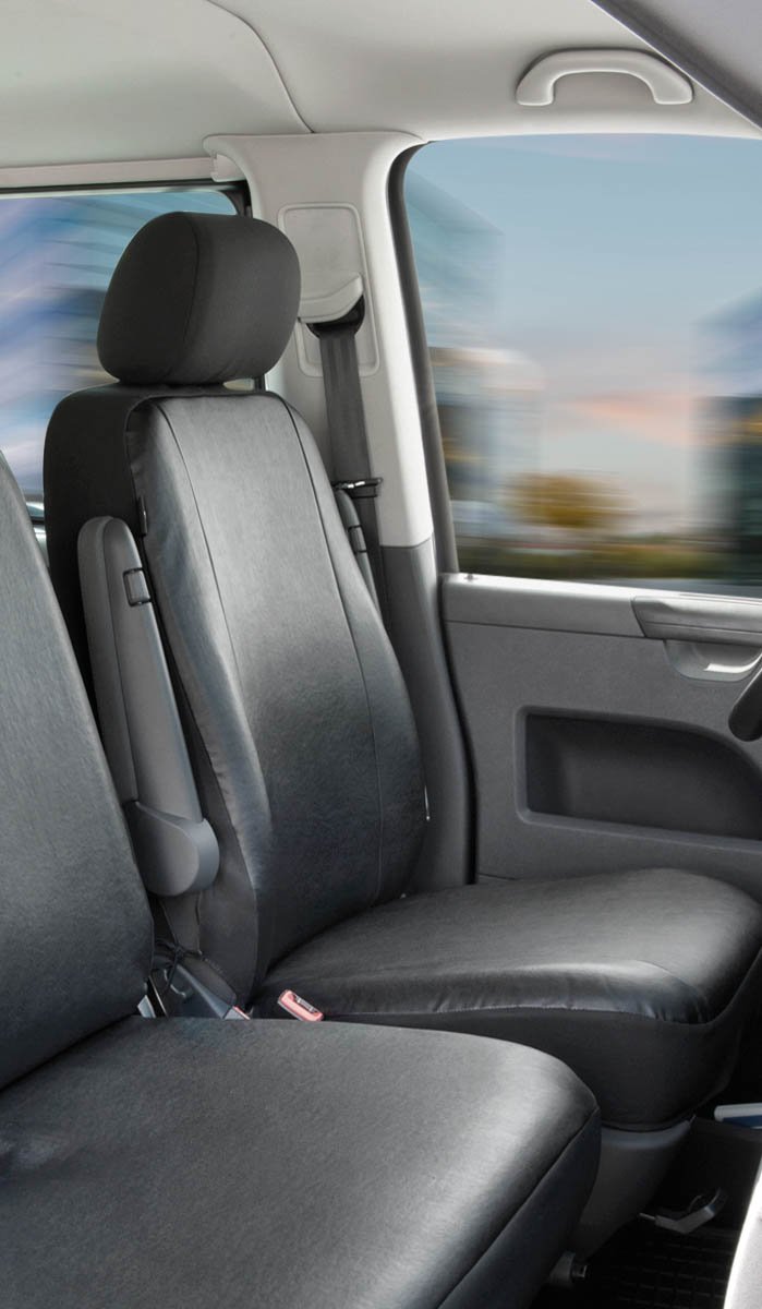 Passform Sitzbezug aus Kunstleder kompatibel mit VW T6, Einzelsitz vorne von WALSER