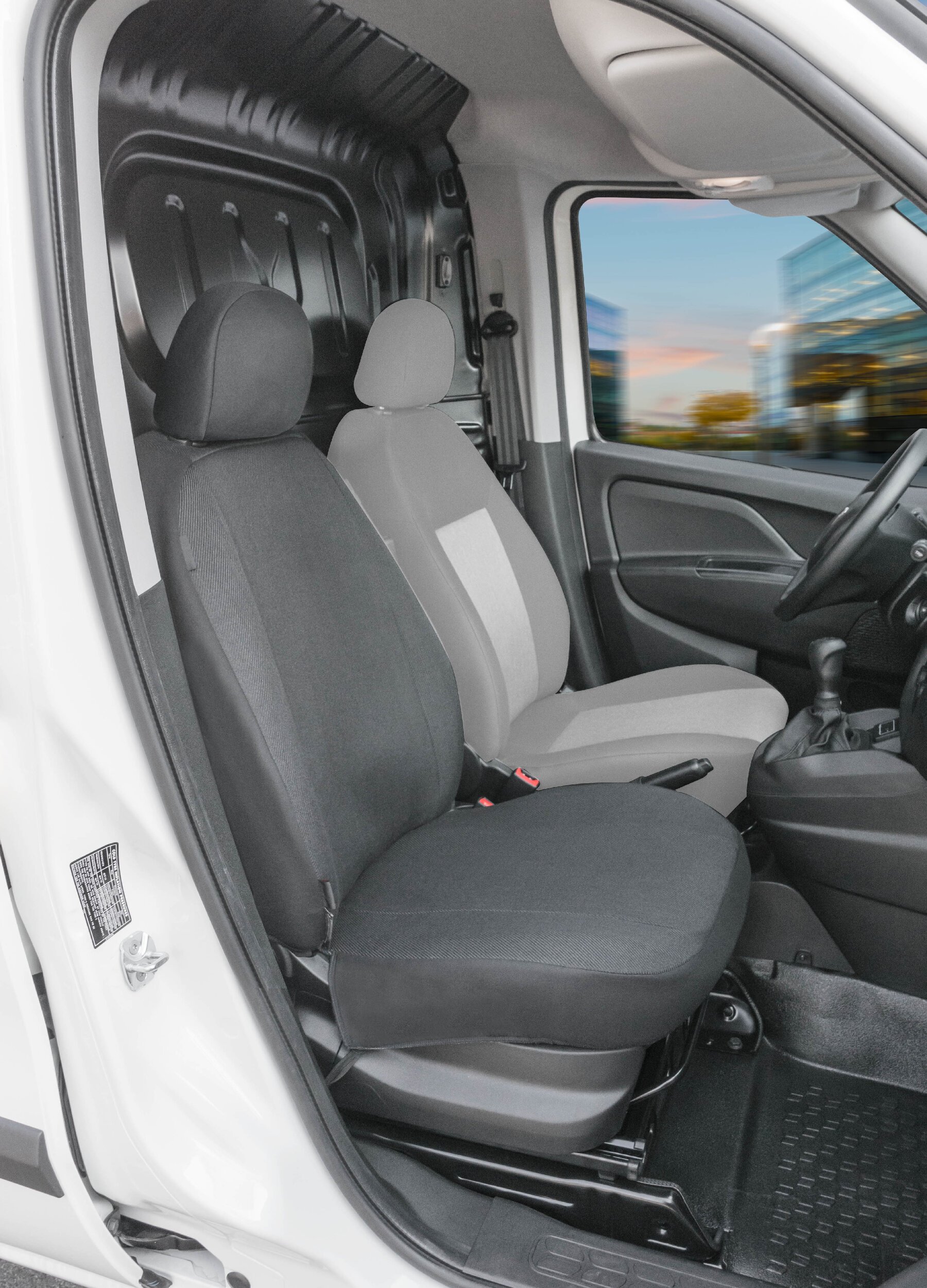 Passform Sitzbezug aus Stoff kompatibel mit Fiat Doblo (263), Einzelsitz Beifahrer Armlehne innen von WALSER