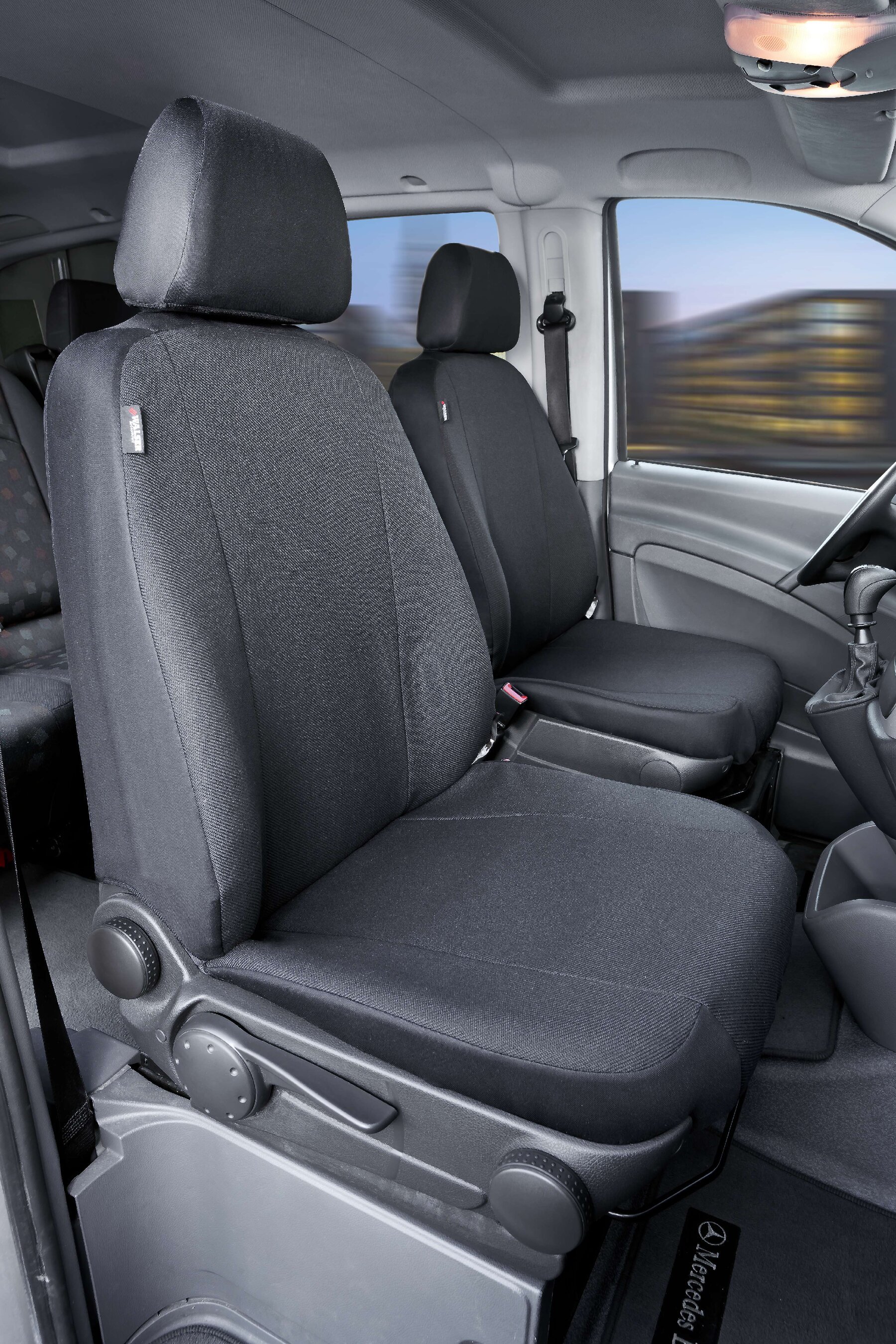 Passform Sitzbezug aus Stoff kompatibel mit Mercedes-Benz Viano/Vito, 2 Einzelsitze vorne von WALSER