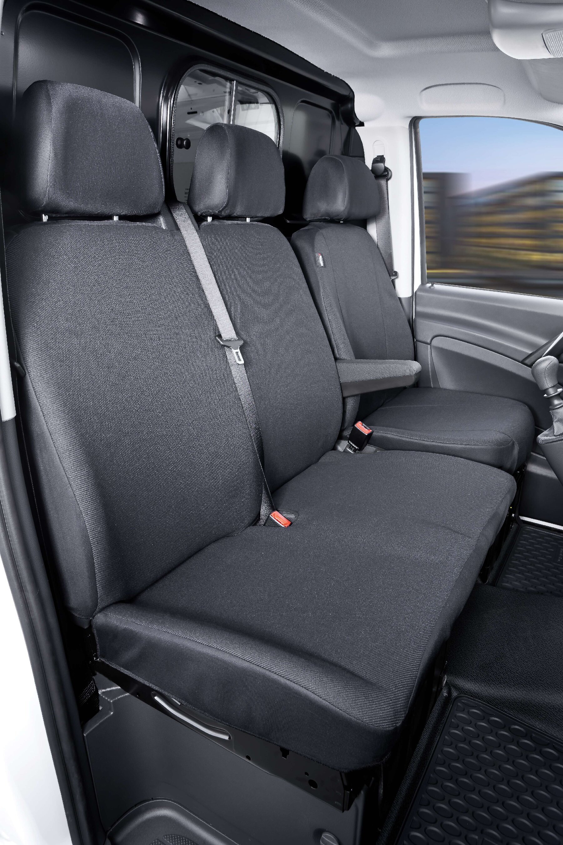 Passform Sitzbezug aus Stoff kompatibel mit Mercedes-Benz Viano/Vito, Einzelsitz Armlehne innen & Doppelbank von WALSER
