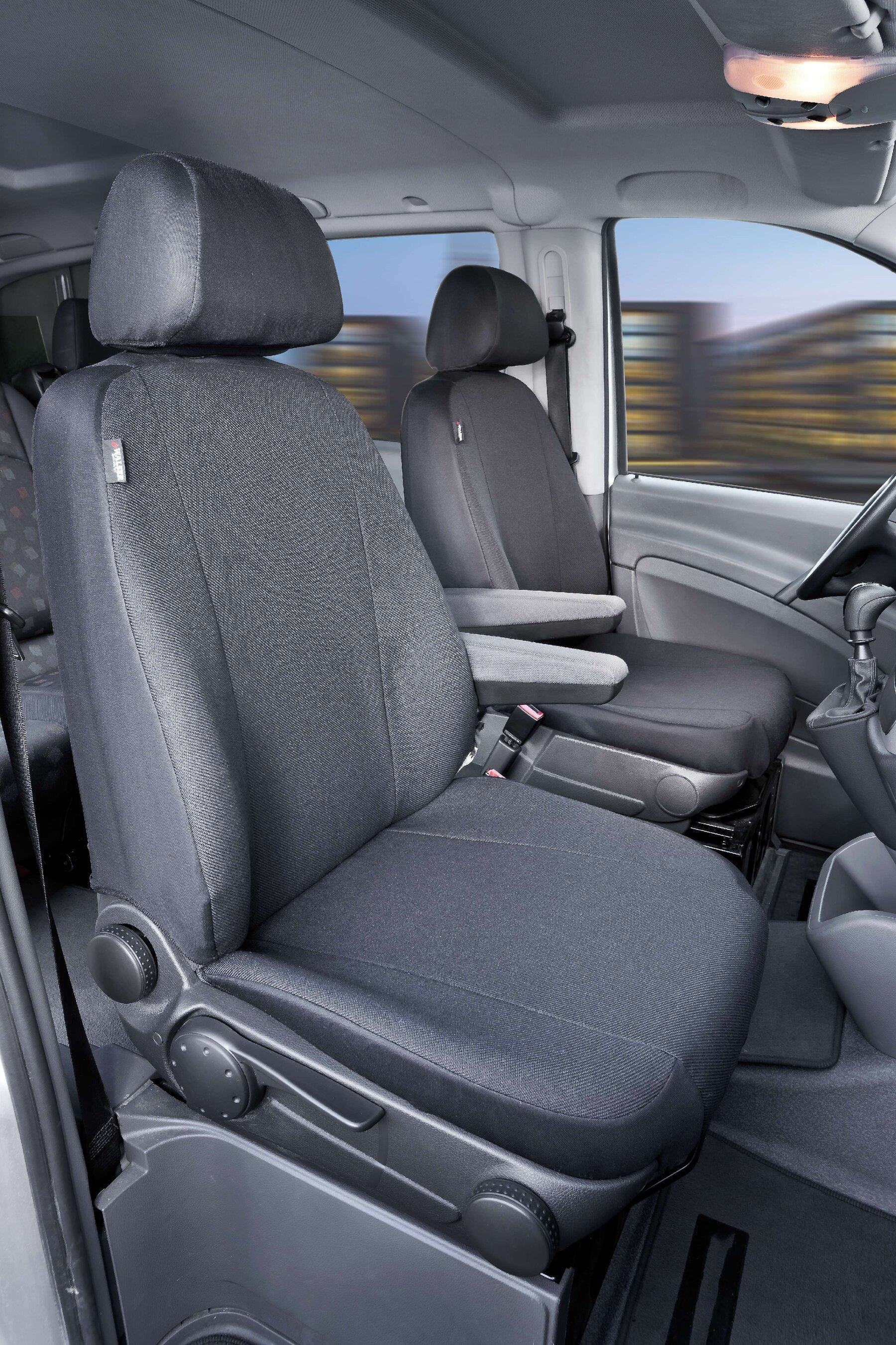 Passform Sitzbezug aus Stoff kompatibel mit Mercedes-Benz Vito/Viano, 2 Einzelsitze Armlehne innen von WALSER