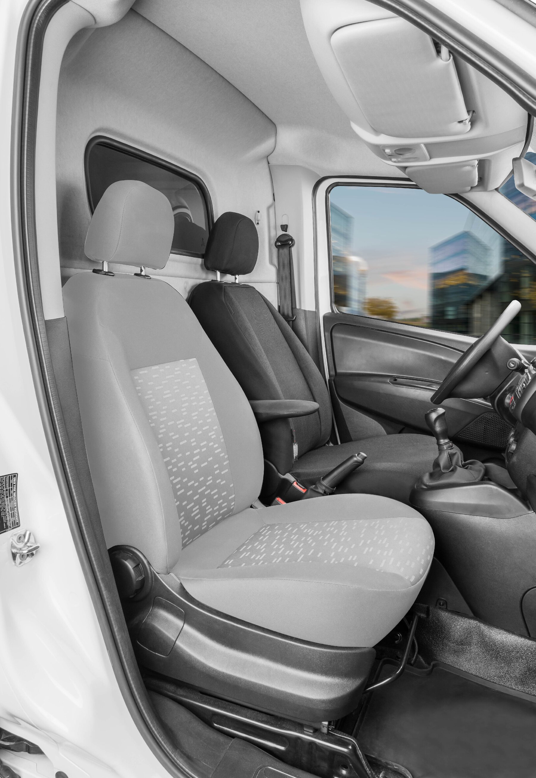 Passform Sitzbezug aus Stoff kompatibel mit Opel Combo (X12), Einzelsitz Fahrer Armlehne innen von WALSER