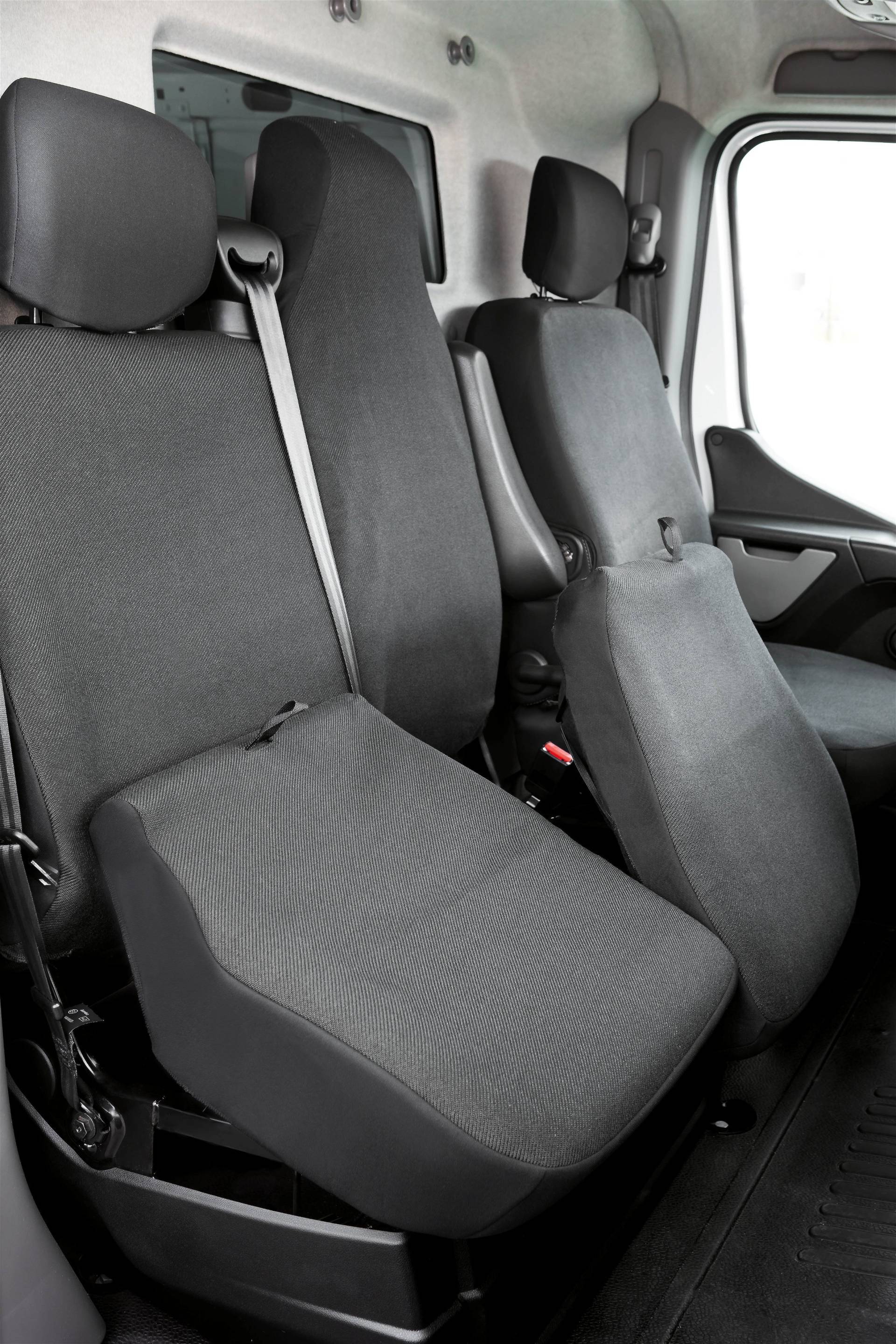 Passform Sitzbezug aus Stoff kompatibel mit Opel Movano, Renault Master, Nissan NV400, Einzelsitz Armlehne innen & 2 Einzelsitze vorne von WALSER