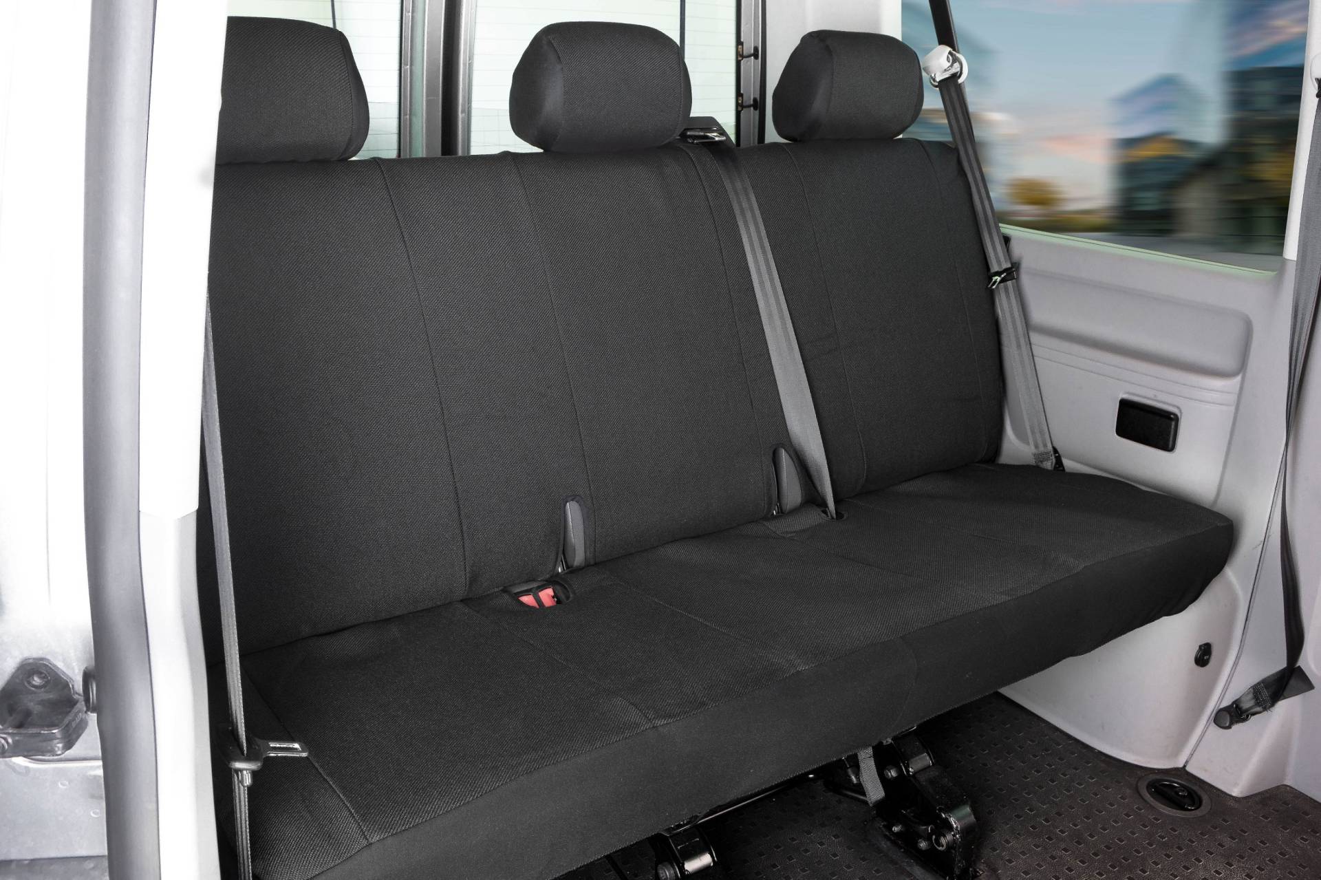 Passform Sitzbezug aus Stoff kompatibel mit VW T5, 3er Bank Pritsche von WALSER