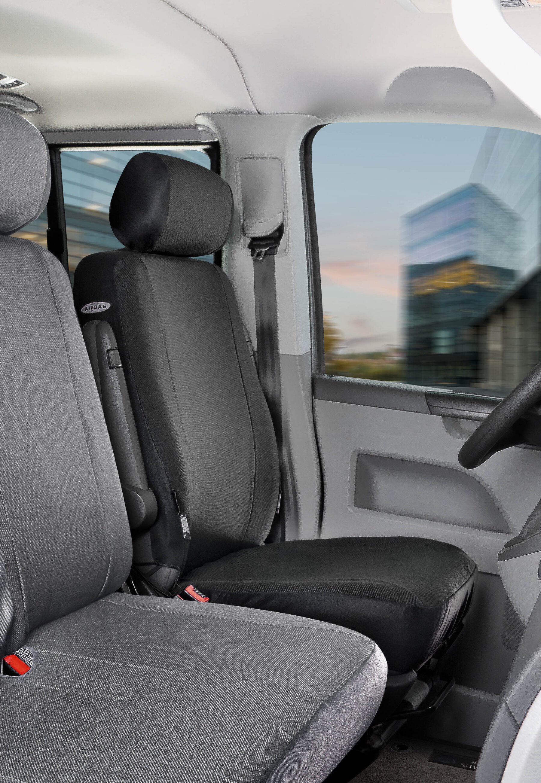 Passform Sitzbezug aus Stoff kompatibel mit VW T5, Einzelsitz vorne von WALSER
