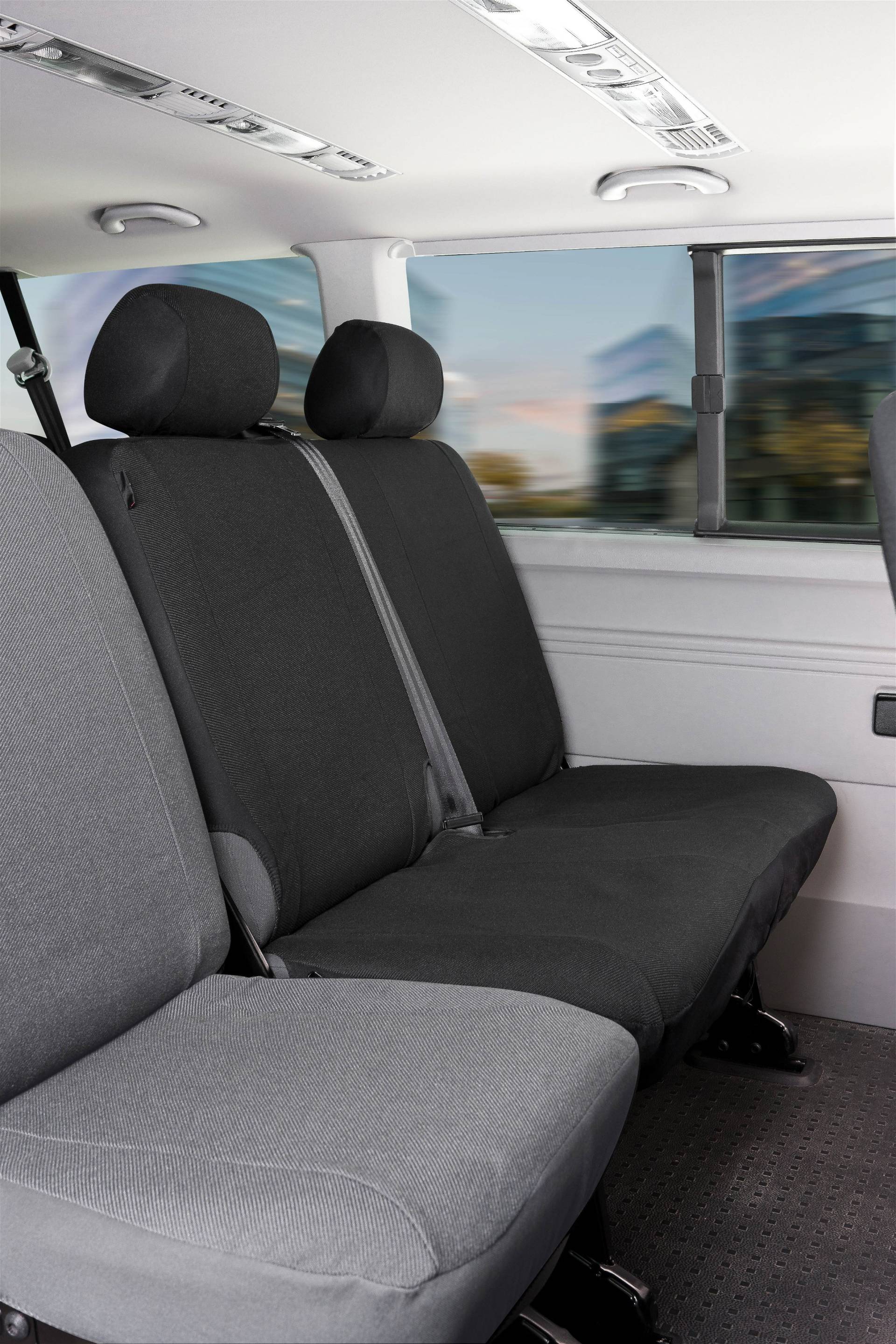 Passform Sitzbezug aus Stoff kompatibel mit VW T6, Doppelbank hinten von WALSER