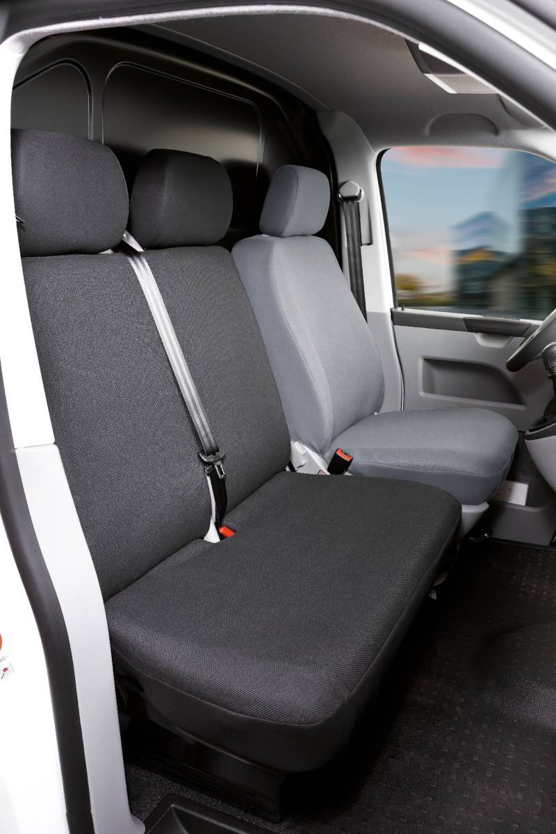Passform Sitzbezug aus Stoff kompatibel mit VW T6, Doppelbank vorne von WALSER