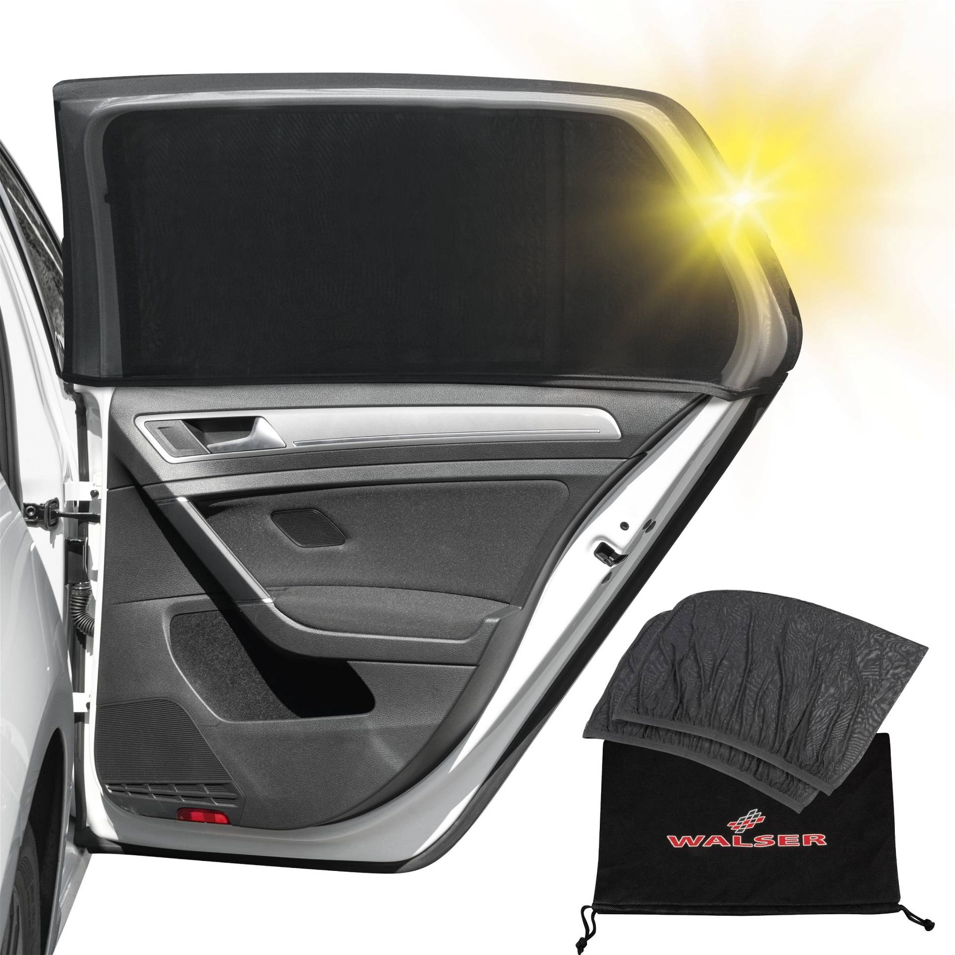 Sonnenschutz Window Sock Premium, 2er Set Sonnenblenden-Seitenscheibe, Auto-Sonnenschutz schwarz von WALSER