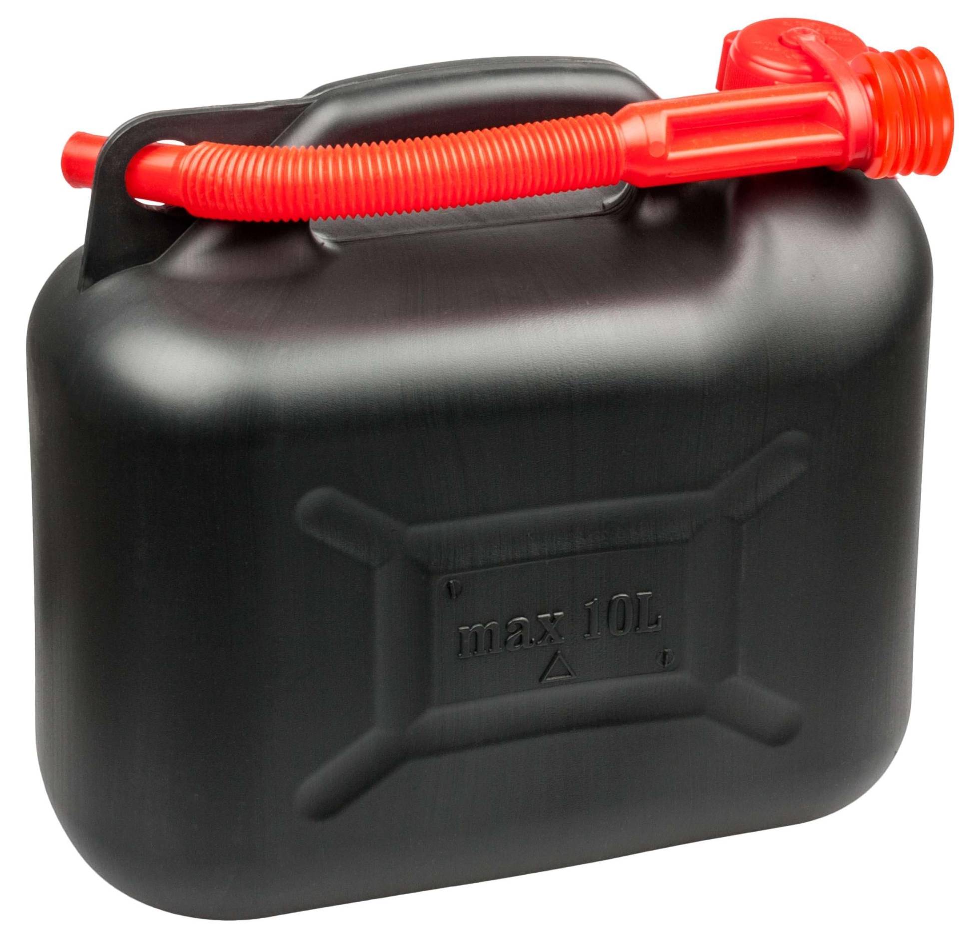 WALSER Benzinkanister 10 Liter, Kraftstoffkanister UN-geprüft mit Sicherheitsverschluss, Kunststoff Kanister, Reservekanister schwarz 16373 von Walser