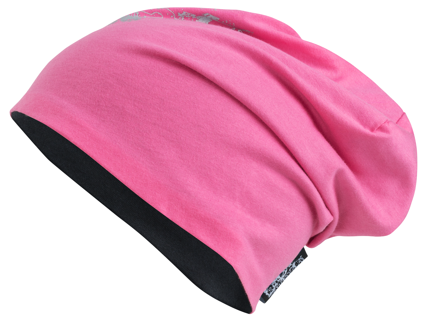 Wende Beanie, Mütze, Sportmütze mit reflektierendem Druck pink-silber von WALSER