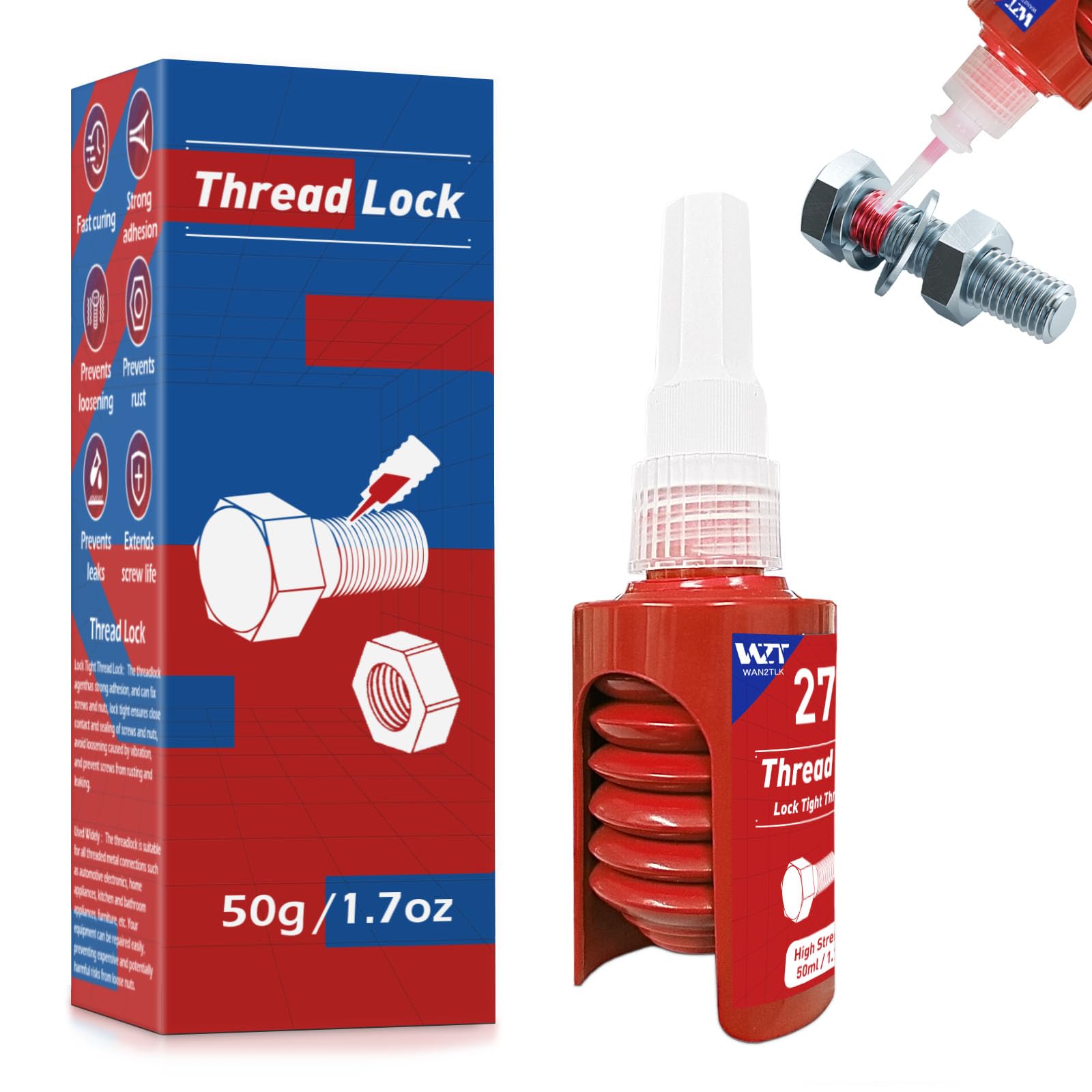WAN2TLK 50 ml Schraubensicherung Hochfest, Schraubenkleber für die Sicherung von Justierschrauben, Schraubensicherungsmittel für Muttern und Bolzen, Prevent Loosening and Corrosion WAN2TLK 50 ml Schraubensicherung Hochfest, Schraubenkleber für die Sicherung von Justierschrauben, Schraubensicherungsmittel für Muttern und Bolzen, Prevent Loosening and Corrosion von WAN2TLK