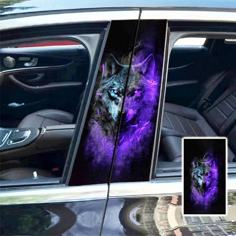 WANAHTON 2 Stück Wolf Lions Rose Tiger b säulen Aufkleber, HD Vinyl-Aufkleber, der zerkratztes Auto abdeckt, DIY-Autotür-Säulen-Aufkleber langlebiges Autozubehör (Farbe 10) von WANAHTON