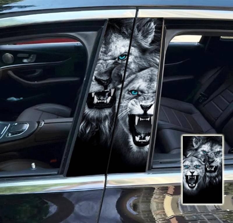 WANAHTON 2 Stück Wolf Lions Rose Tiger b säulen Aufkleber, HD Vinyl-Aufkleber, der zerkratztes Auto abdeckt, DIY-Autotür-Säulen-Aufkleber langlebiges Autozubehör (Farbe 11) von WANAHTON
