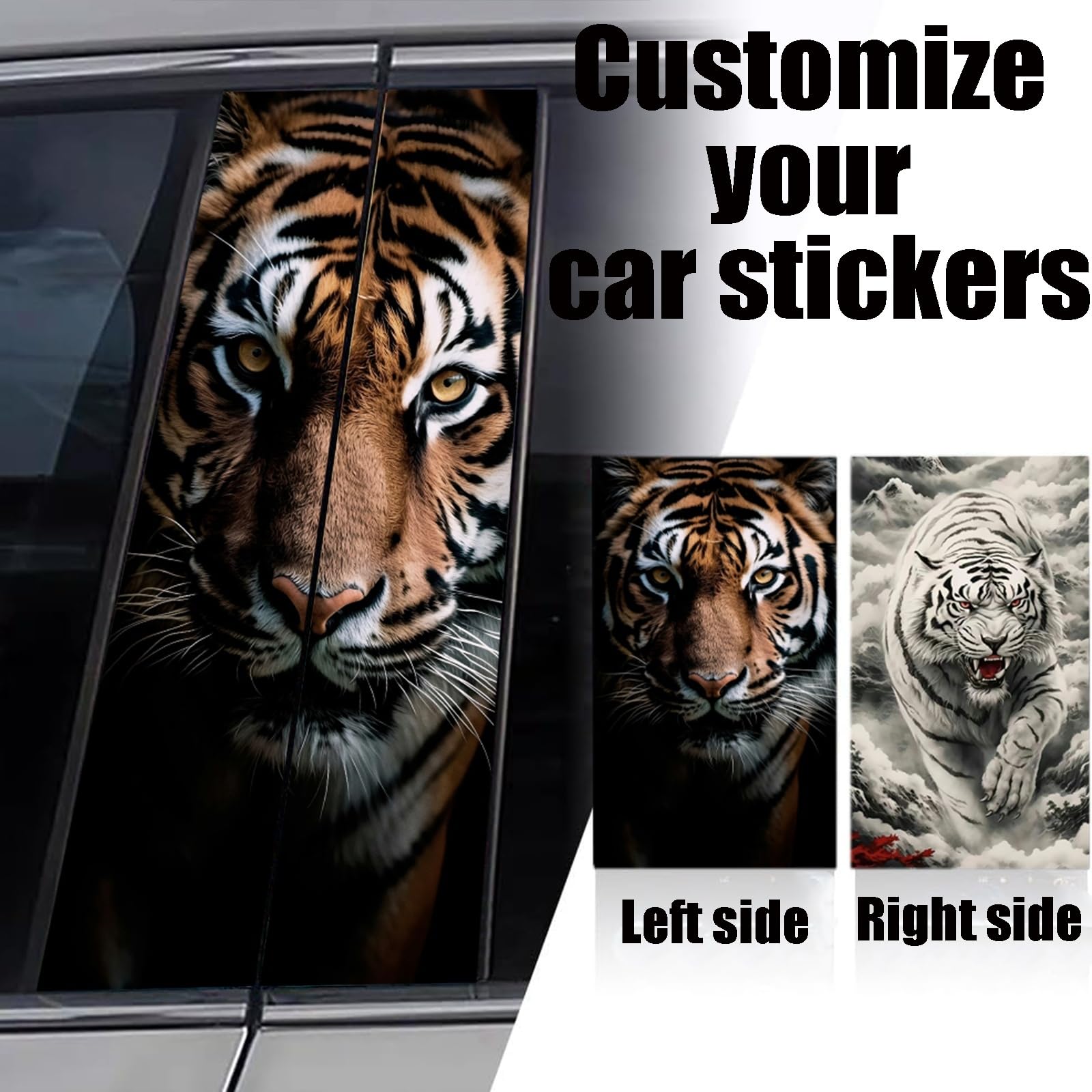 WANAHTON Autotür Aufkleber b säule 2er-Pack Tiger Vinyl Auto Aufkleber Auto B Säule wasserdichte Mittelsäule Dekoration Abdeckung (50x25 cm,Customized-3) von WANAHTON