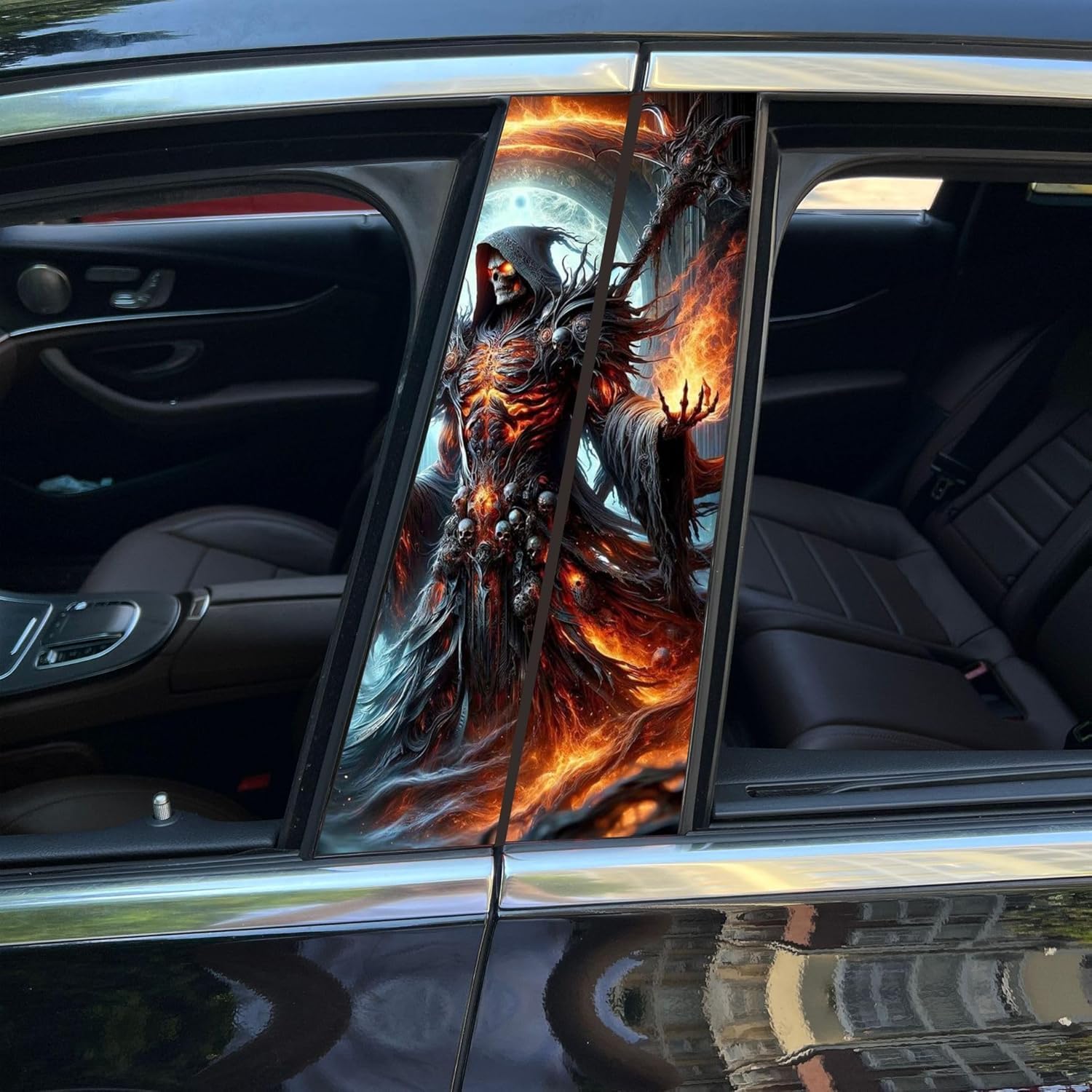 WANAHTON Vinyl-Autoaufkleber Und -Abziehbilder B-Säulen Aufkleber | Auto Mittelsäulen Aufkleber Car Center Pillar Skull Sticker Verschlungen Kratzfeste Aufkleber | Autotürsäule (Farbe 10#) von WANAHTON