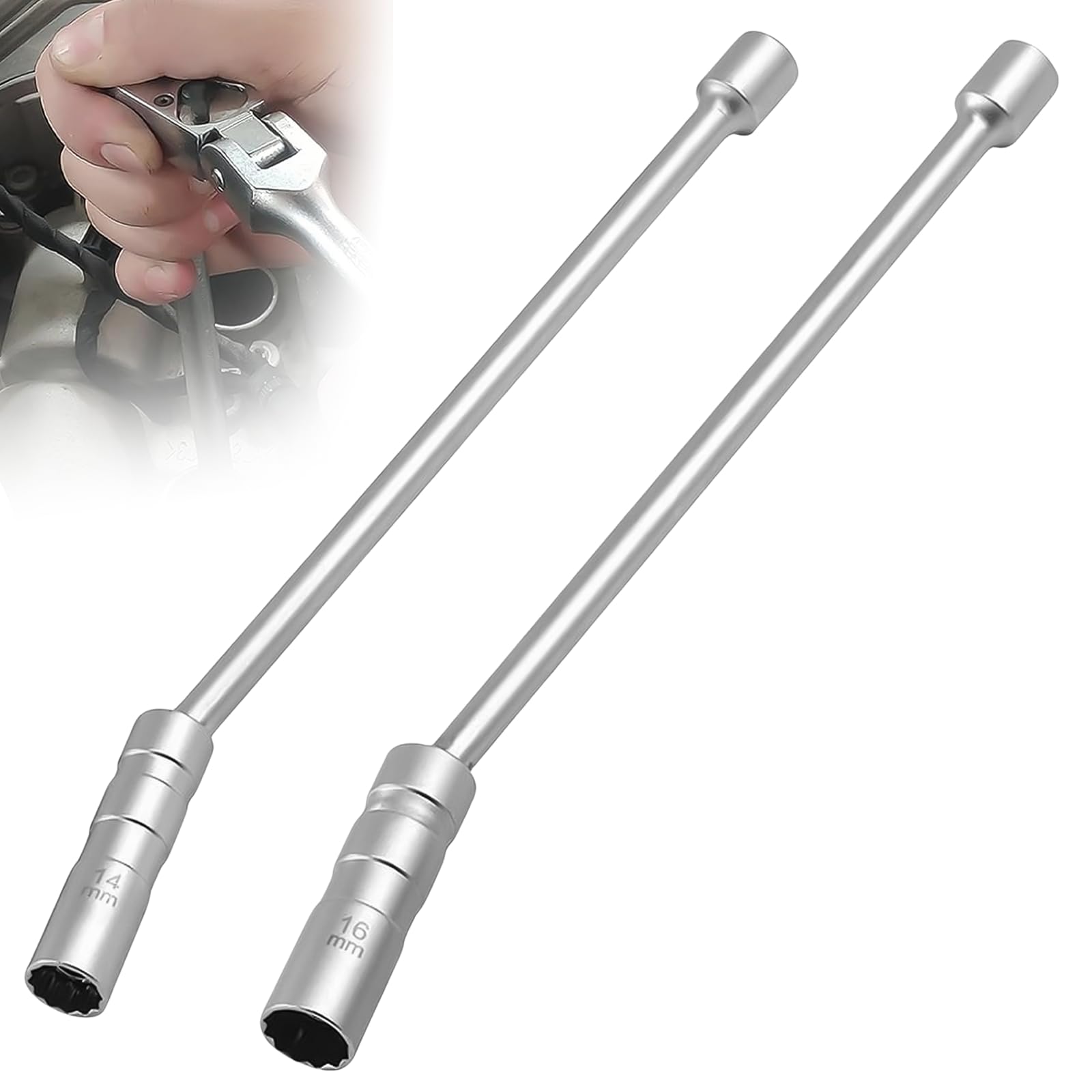 WANDGU Universal Flexibel Zündkerzenschlüssel: 2 Stück Lengthen Magnetisch Zündkerze Steckschlüssel, Zündkerze Demontagewerkzeug 12 Punkt, Zündkerzenschlüssel Set für Autos, Motorrad (14 mm und 16mm) WANDGU Universal Flexibel Zündkerzenschlüssel: 2 Stück Lengthen Magnetisch Zündkerze Steckschlüssel, Zündkerze Demontagewerkzeug 12 Punkt, Zündkerzenschlüssel Set für Autos, Motorrad (14 mm und 16mm) von WANDGU