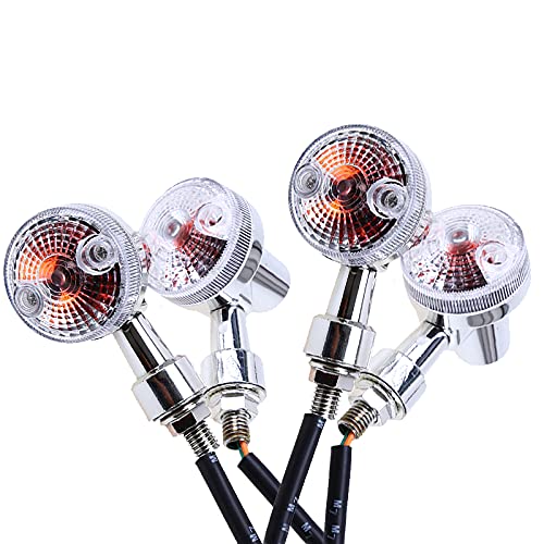 WANGBINGXING 4PCS 12V Universal Motorrad Blinkerlicht, Chrome/Schwarz, Bernstein/Klar, LED, Blinker, Motorrad, Moped, Quad von WANGBINGXING