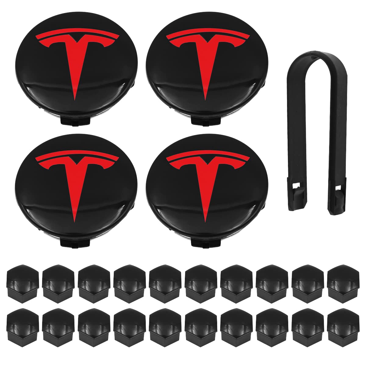 WANGCL 25-teiliges Radkappen-Set mit 4 Mittelnabenkappen, 20 Radmutterabdeckungen, 1 Abzieher, Felgenkappen, passend für Modell 3, Modell Y, Modell S, Modell X, Rot T WANGCL 25-teiliges Radkappen-Set mit 4 Mittelnabenkappen, 20 Radmutterabdeckungen, 1 Abzieher, Felgenkappen, passend für Modell 3, Modell Y, Modell S, Modell X, Rot T von WANGCL