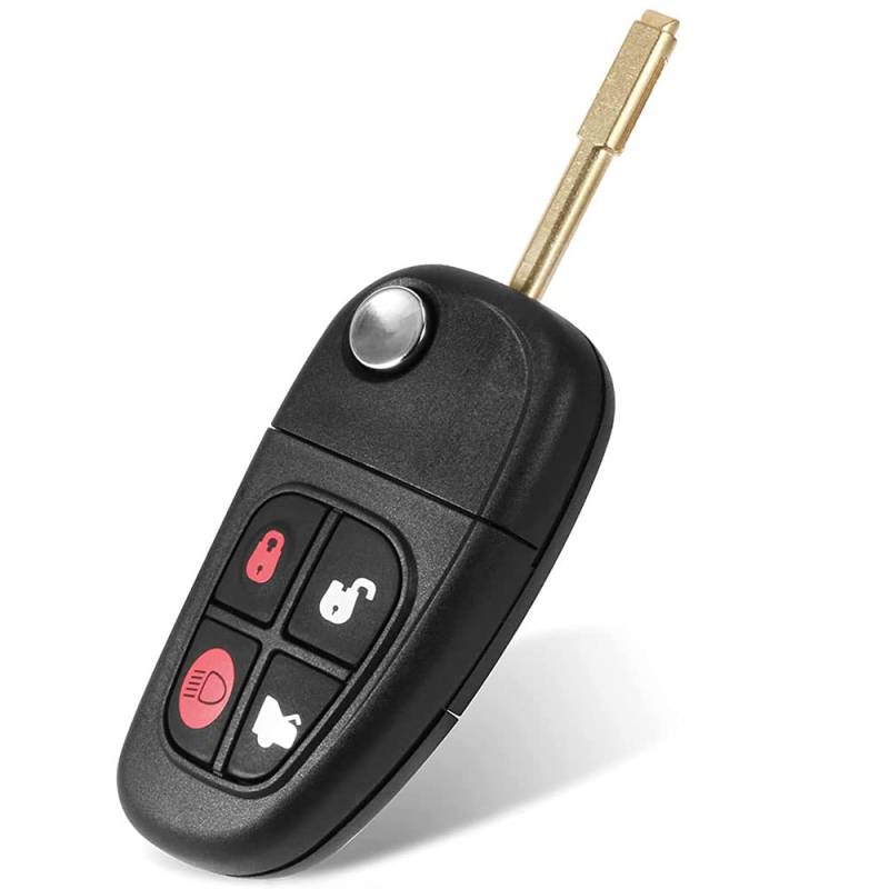 WANGCL 433 MHz 4-Tasten-Fernbedienungs-Schlüsselanhänger, Klapp-Schlüsselring, ungeschnittenes Schlüsselgehäuse, Ersatz mit 4D60-Chip, für Jaguar X-Type S-Type XJ XJR 2002–2008 von WANGCL