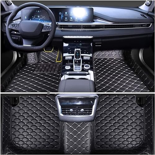 Auto Fußmatten Fussmatten für XC90 7-Seat 2015-2019 Allwetter Fußmatten Automatten schwarz beige von WANLING