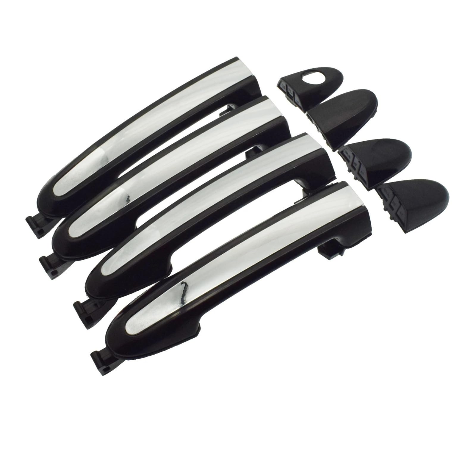 Exterieur Auto Türgriff Für Hyundai Für Santa Für Fe 2007-2012 Vorne Hinten Links Rechts Außerhalb Tür Griffe Chrom & Schwarz 82651-2B000 Auto Außentürgriff(Front Rear 4pcs) von WANSONGHUI