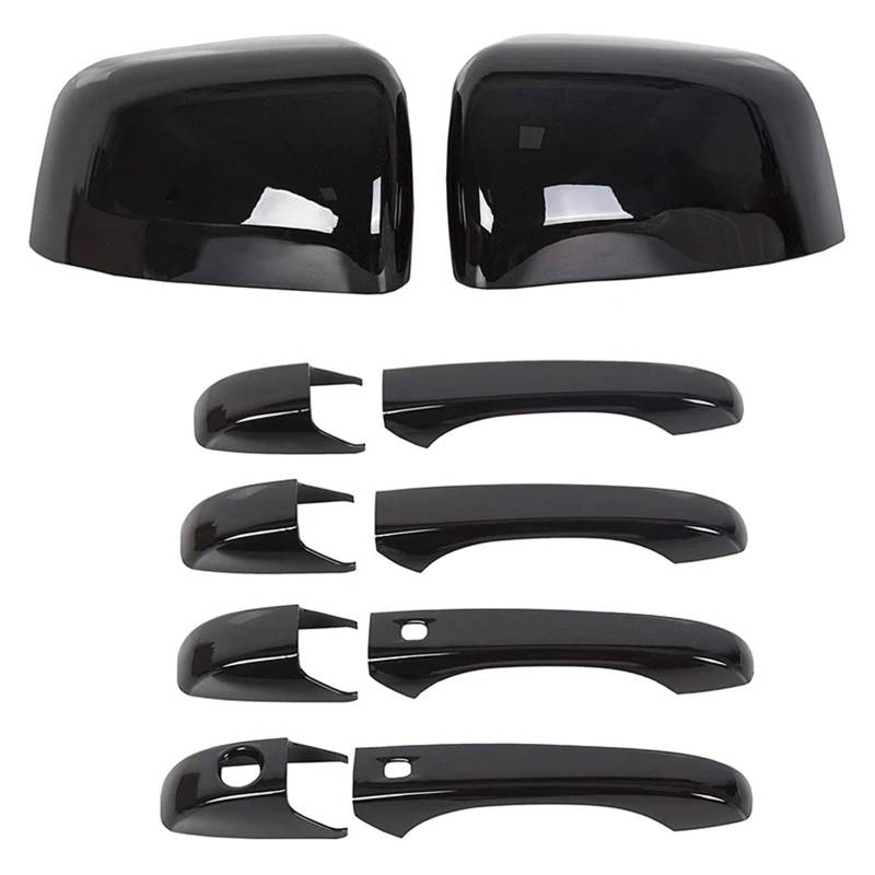 Exterieur Auto Türgriff Für Jeep Für Grand Für Cherokee Für Dodge Für Durango 2011-2020 Schwarze Spiegelabdeckungen + Türgriffabdeckungen Auto Außentürgriff von WANSONGHUI