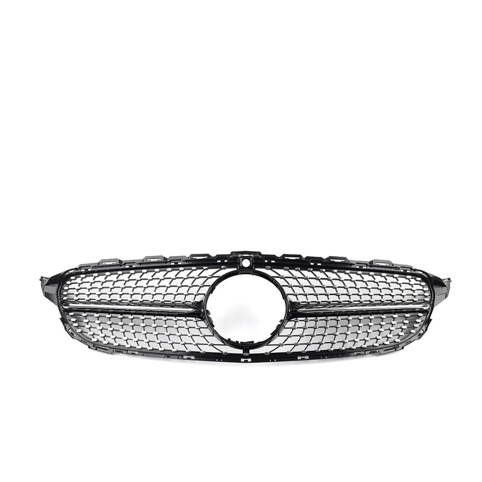 Facelift Grill Für Benz C-Klasse W205 C200 C300 C350 C43 2015 2016 2017 2018 Auto Vorderen Stoßfänger Haube Kühler Diamant Grille Kühlergrill Passend(Black Silver) von WANSONGHUI