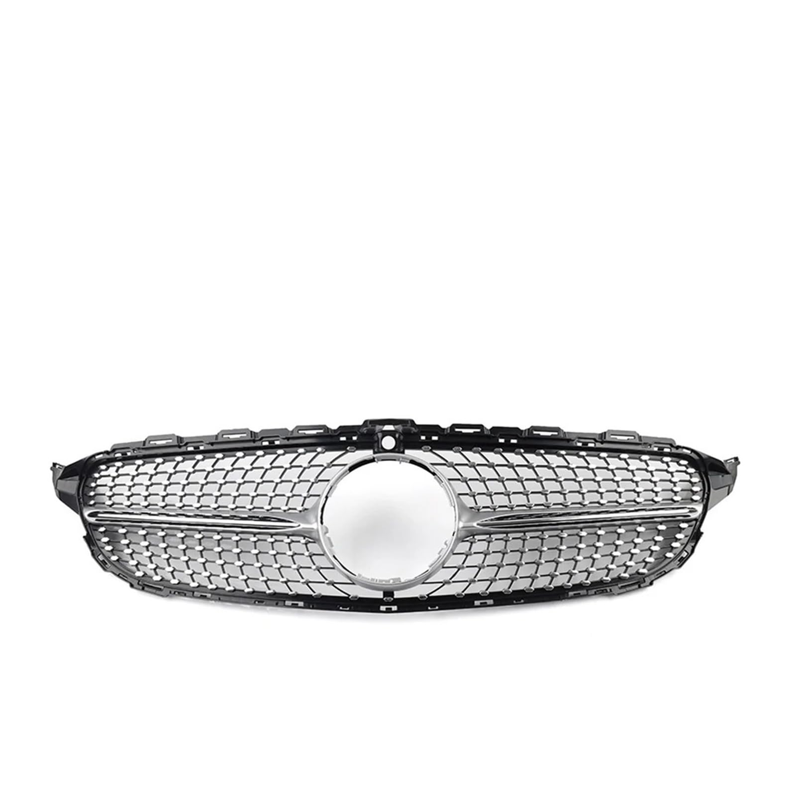 Facelift Grill Für Benz C-Klasse W205 C200 C300 C350 C43 2015 2016 2017 2018 Auto Vorderen Stoßfänger Haube Kühler Diamant Grille Kühlergrill Passend(Silber) von WANSONGHUI