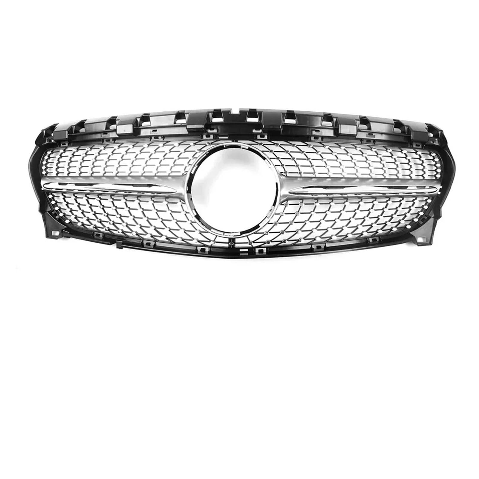 Facelift Grill Für Benz Für CLA-Klasse W117 2013 2014 2015 2016 Auto Fronteinlass Stoßstangengrill Sport Racing Grille GT Diamond Facelift Style Kühlergrill Passend(Diamond Silver) von WANSONGHUI