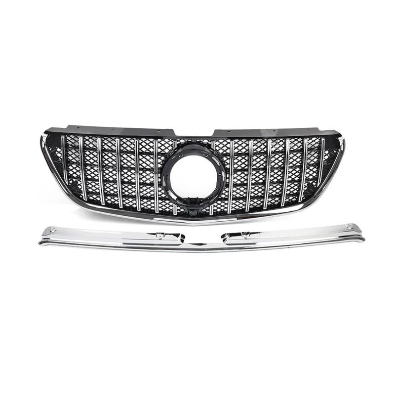 Facelift Grill Für Benz W447 Für Metris Für Vito 2016+ Auto Frontstoßstange Grill Kühlerhaube Grille Kühlergrill Passend(Chrome) von WANSONGHUI