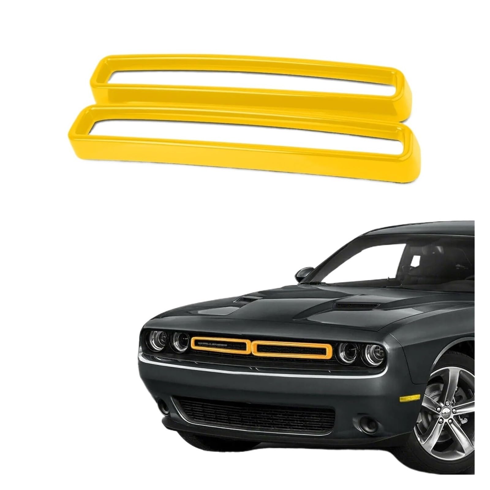 Facelift Grill Für Dodge Für Challenger 2015-2022 Schwarz Rot Gelb 2Pcs Front Grill Grille Einsätze Abdeckung Trim Kühlergrill Passend(Gelb) von WANSONGHUI