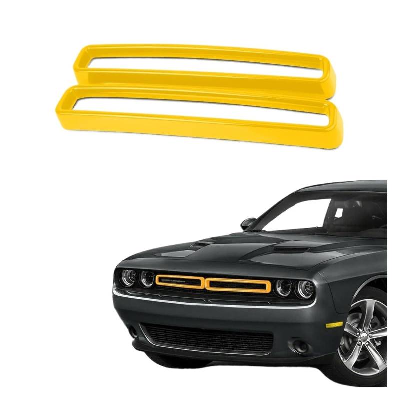 Facelift Grill Für Dodge Für Challenger 2015-2022 Schwarz Rot Gelb 2Pcs Front Grill Grille Einsätze Abdeckung Trim Kühlergrill Passend(Gelb) von WANSONGHUI