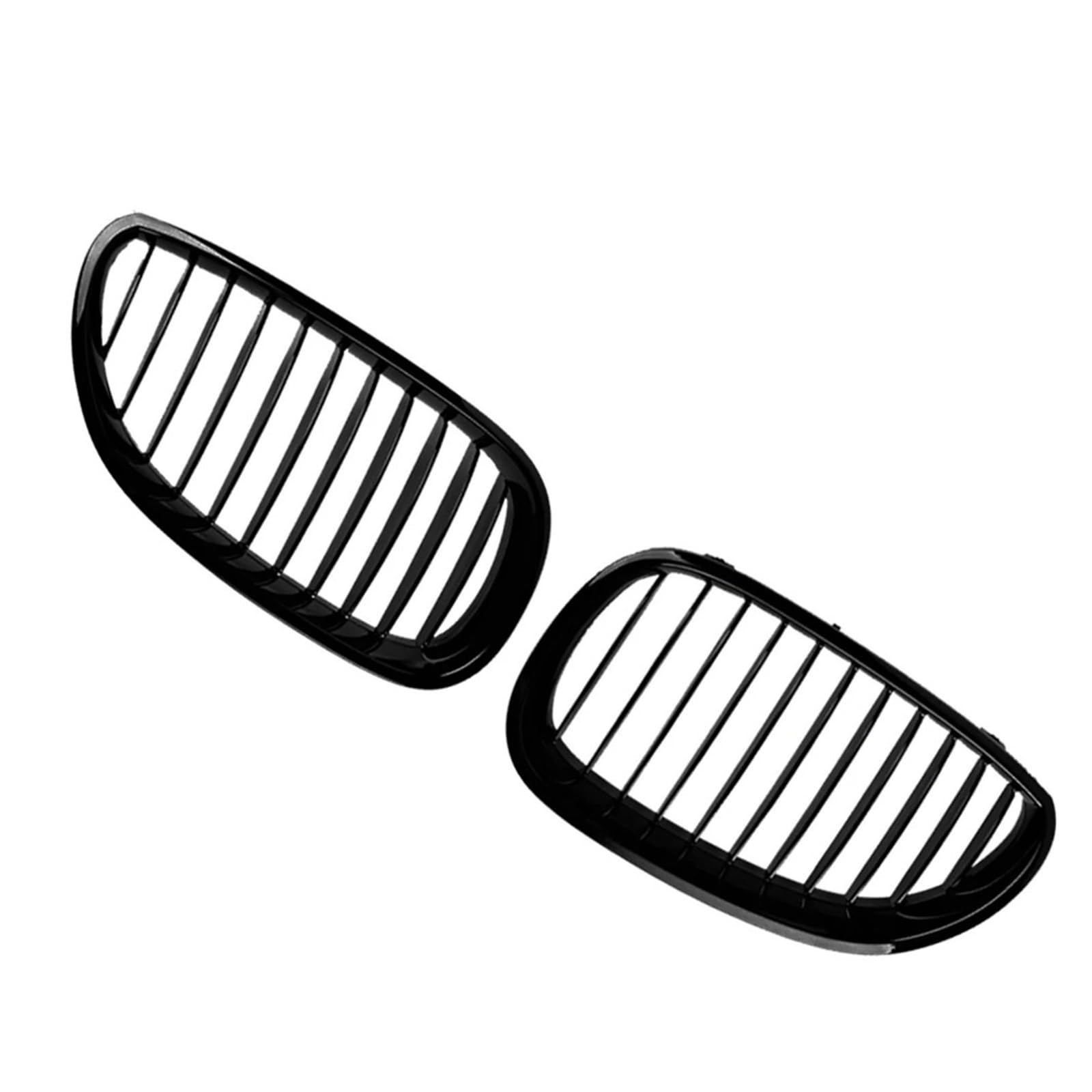 Facelift Grill Für E60 E61 2003 2004 2005 2006 2007 2008 2009 2010 Auto Frontstoßstangengrill Nieren-Racing-Grill Doppellamellen Glänzend Schwarz Kühlergrill Passend(Single Gloss Black) von WANSONGHUI