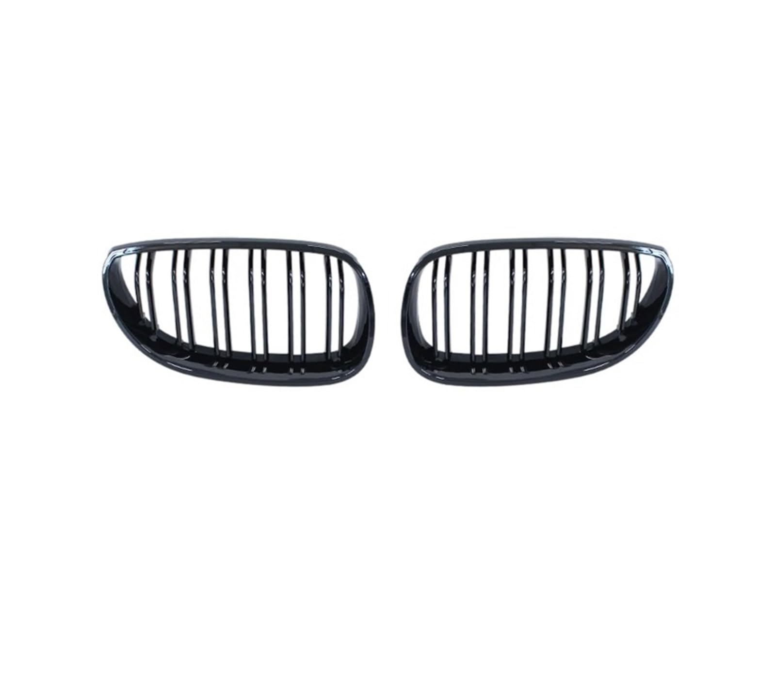 Facelift Grill Für E60 E61 5 Series 2003-2009 Auto Frontstoßstangengrill Nieren-Racing-Grill-Gitter Glanz Schwarz Auto Neue Doppellamelle Kühlergrill Passend(Double Line Black) von WANSONGHUI